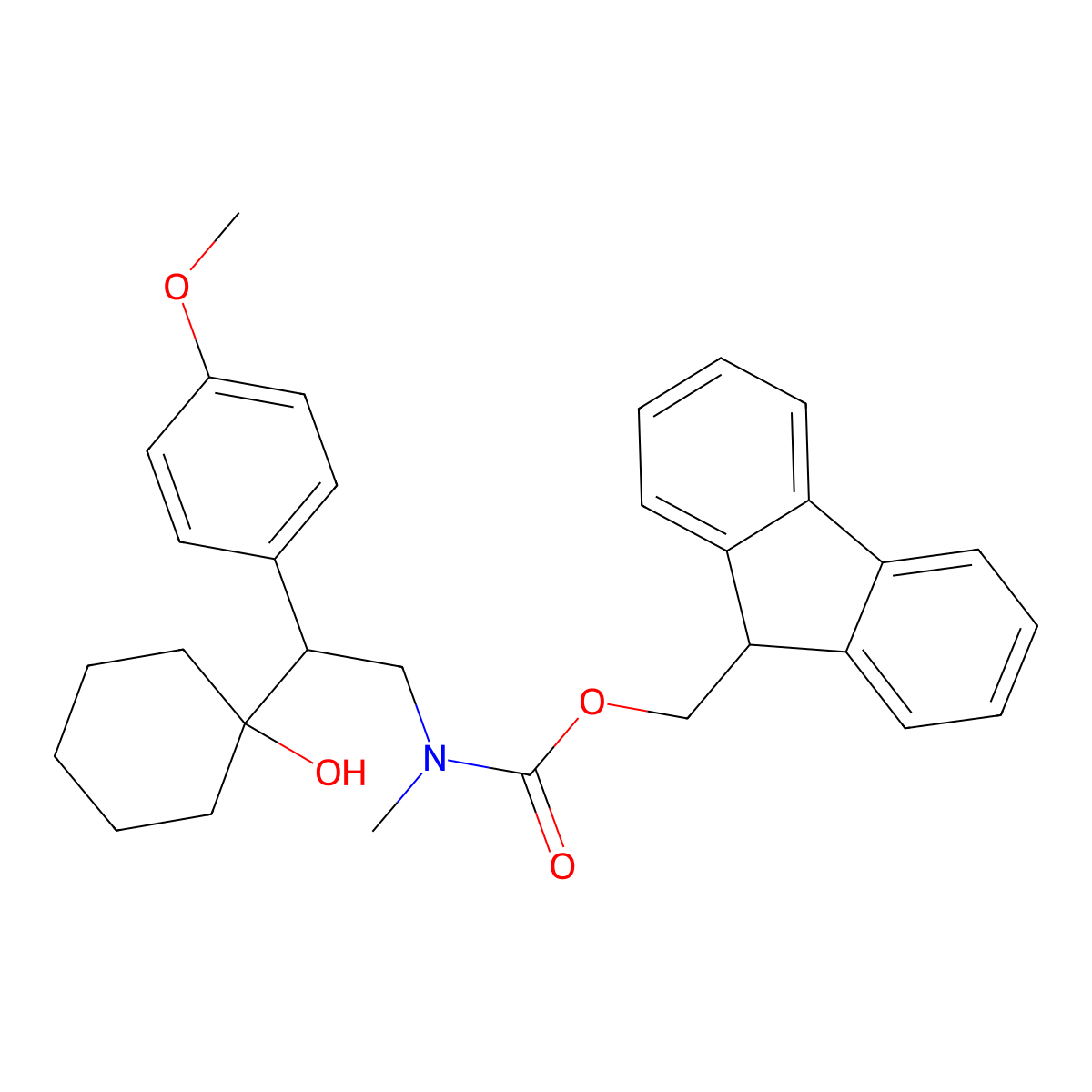 (9H-fluoren-9-yl)methyl N-[2-(1-hydroxycyclohexyl)-2-(4-methoxyphenyl)ethyl]-N-methylcarbamate molecular structure, CAS 2764001-53-6