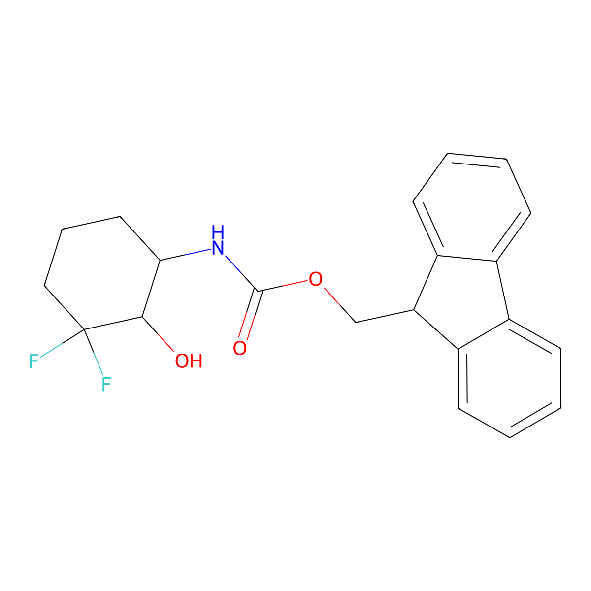 rac-(9H-fluoren-9-yl)methyl N-[(1R,2S)-3,3-difluoro-2-hydroxycyclohexyl]carbamate molecular structure, CAS 2764001-60-5
