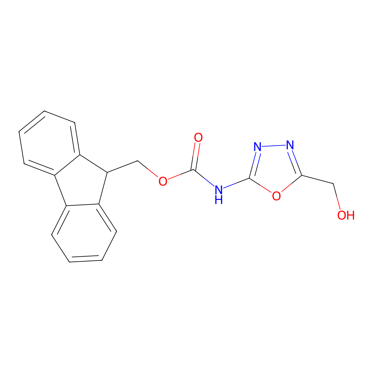 (9H-fluoren-9-yl)methyl N-[5-(hydroxymethyl)-1,3,4-oxadiazol-2-yl]carbamate molecular structure, CAS 2764001-62-7