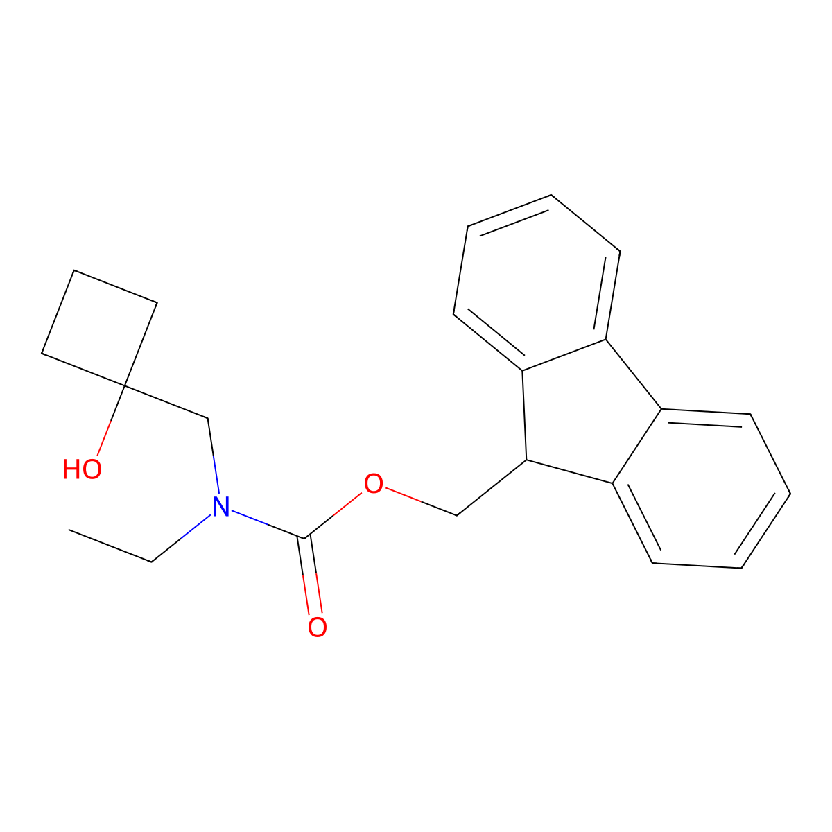 (9H-fluoren-9-yl)methyl N-ethyl-N-[(1-hydroxycyclobutyl)methyl]carbamate molecular structure, CAS 2764001-70-7