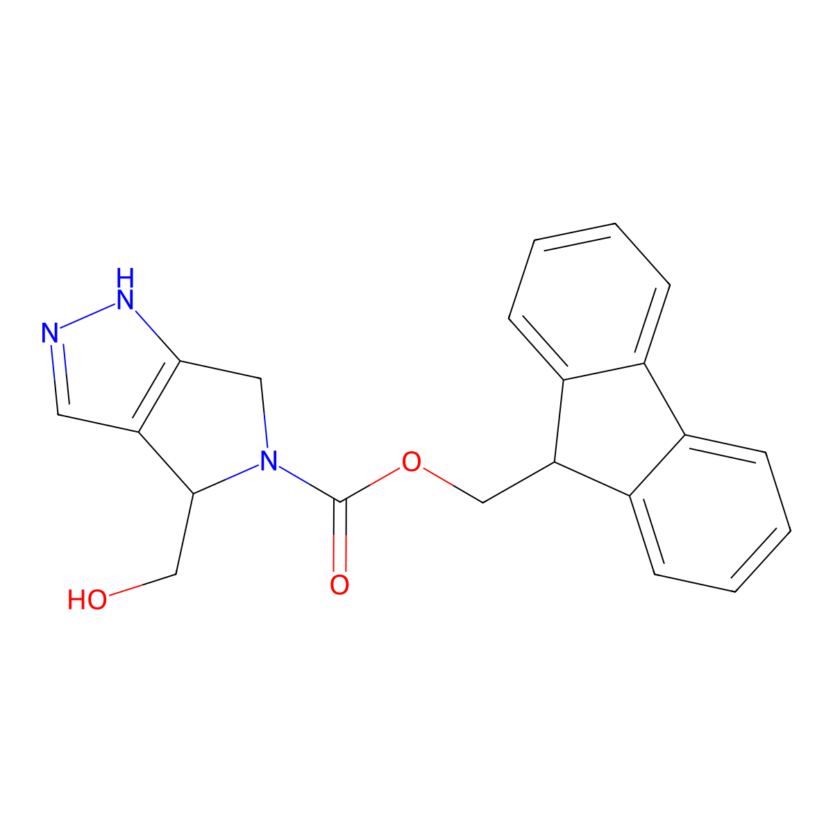 (9H-fluoren-9-yl)methyl 4-(hydroxymethyl)-2H,4H,5H,6H-pyrrolo[3,4-c]pyrazole-5-carboxylate molecular structure, CAS 2764001-71-8
