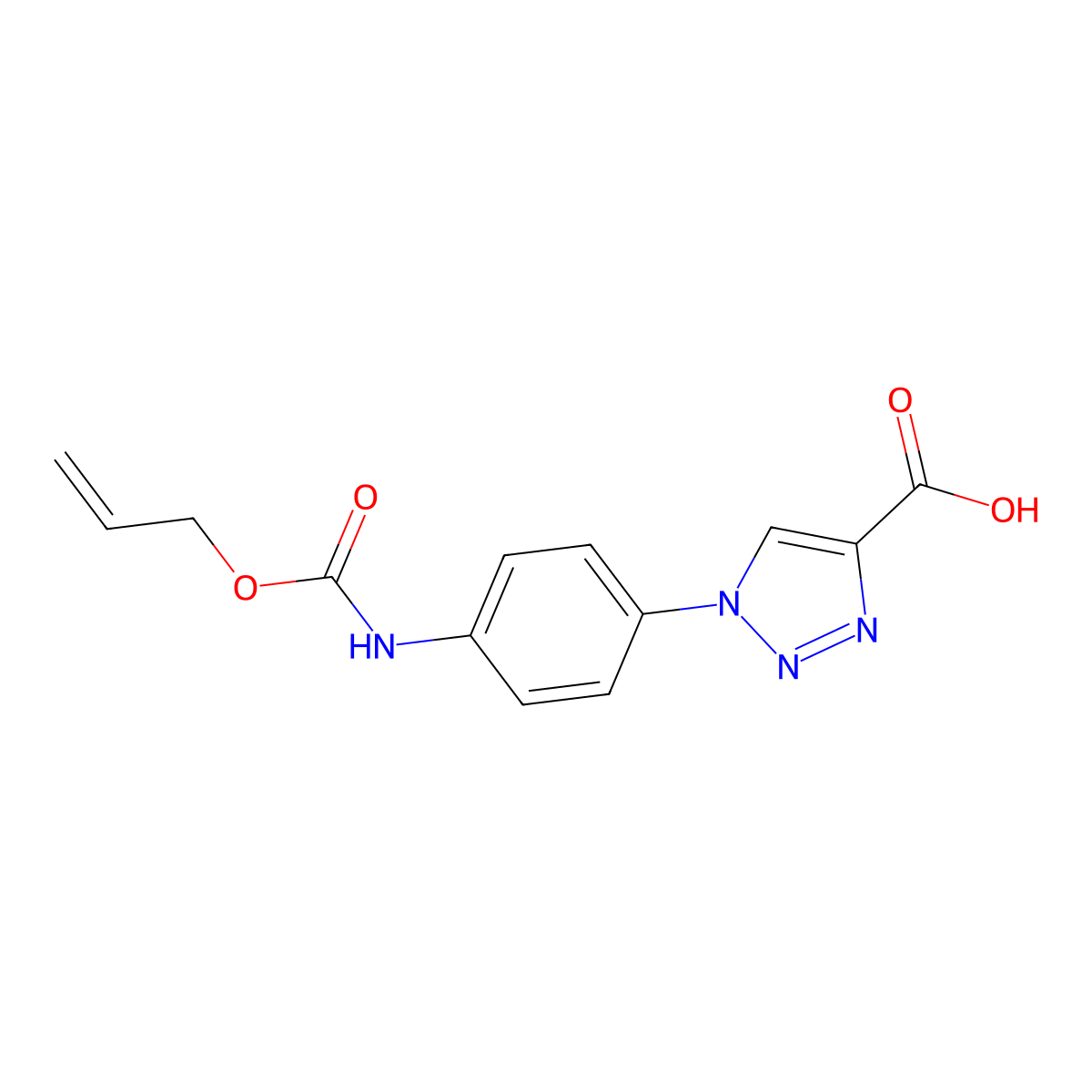 1-(4-{[(prop-2-en-1-yloxy)carbonyl]amino}phenyl)-1H-1,2,3-triazole-4-carboxylic acid molecular structure, CAS 2764001-84-3