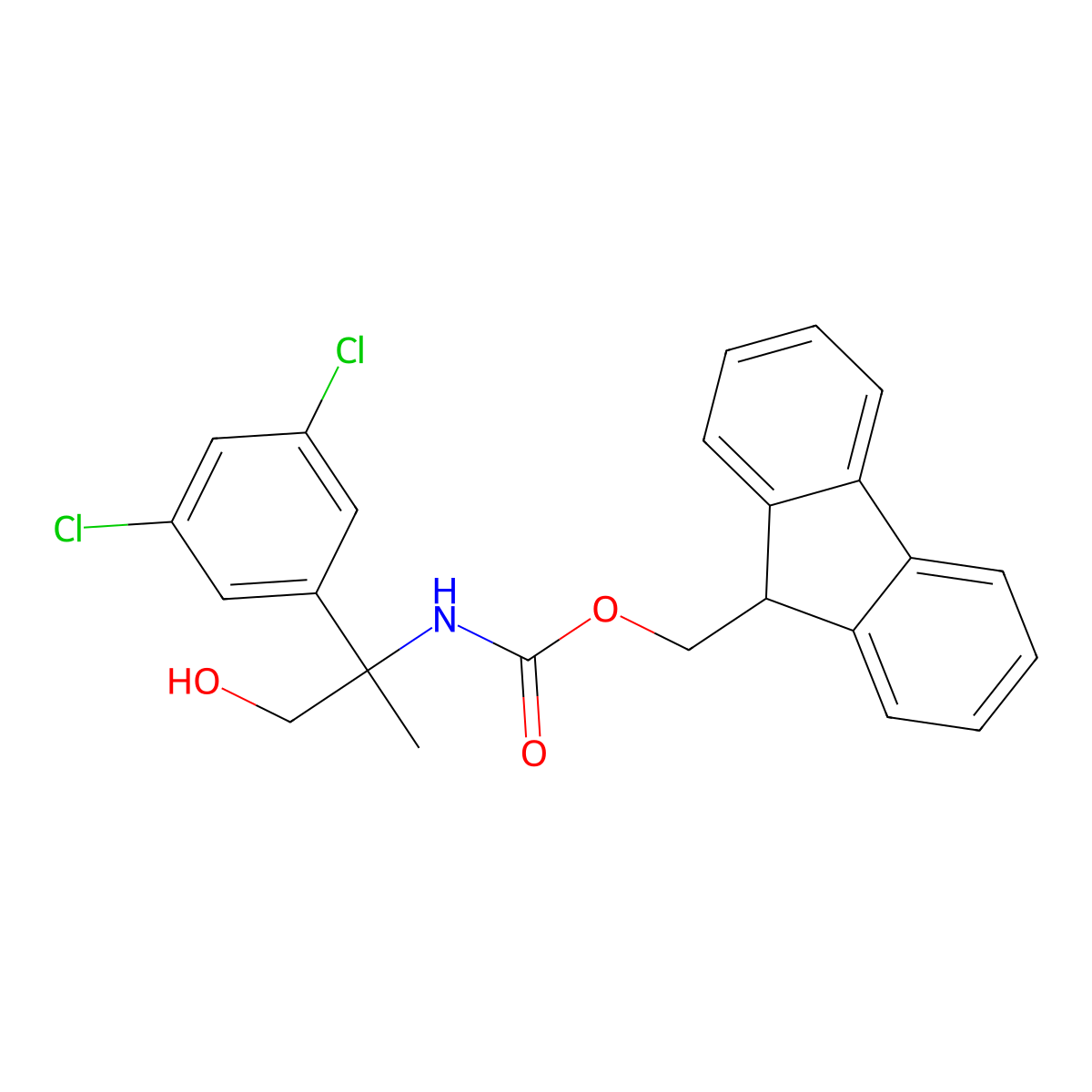 (9H-fluoren-9-yl)methyl N-[2-(3,5-dichlorophenyl)-1-hydroxypropan-2-yl]carbamate molecular structure, CAS 2764001-85-4