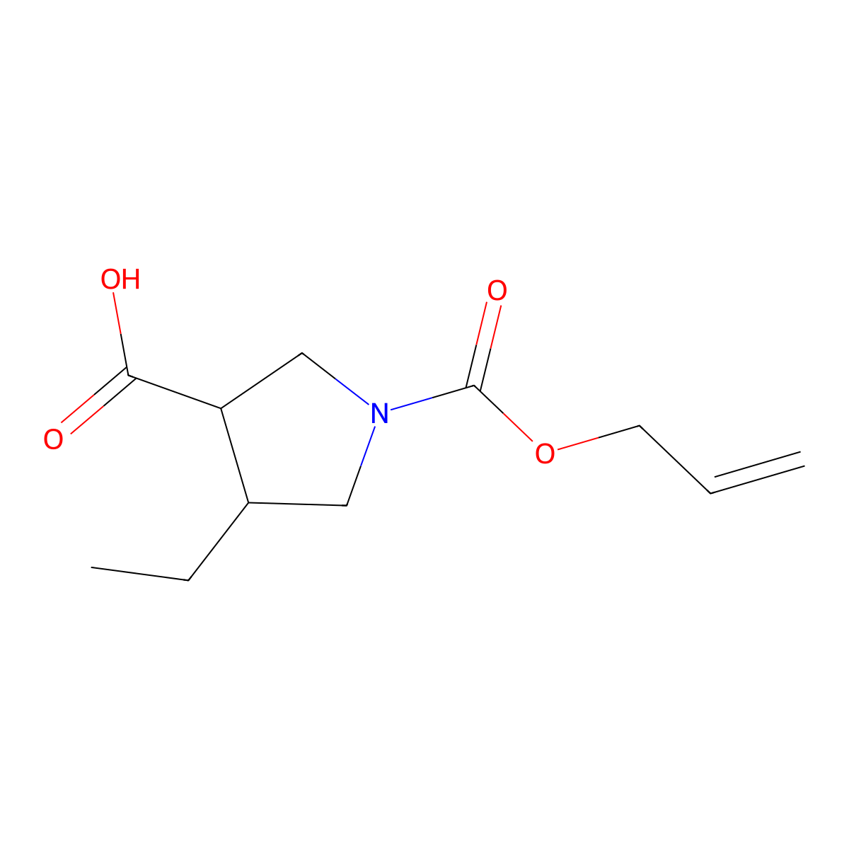 rac-(3R,4R)-4-ethyl-1-[(prop-2-en-1-yloxy)carbonyl]pyrrolidine-3-carboxylic acid molecular structure, CAS 2764001-89-8