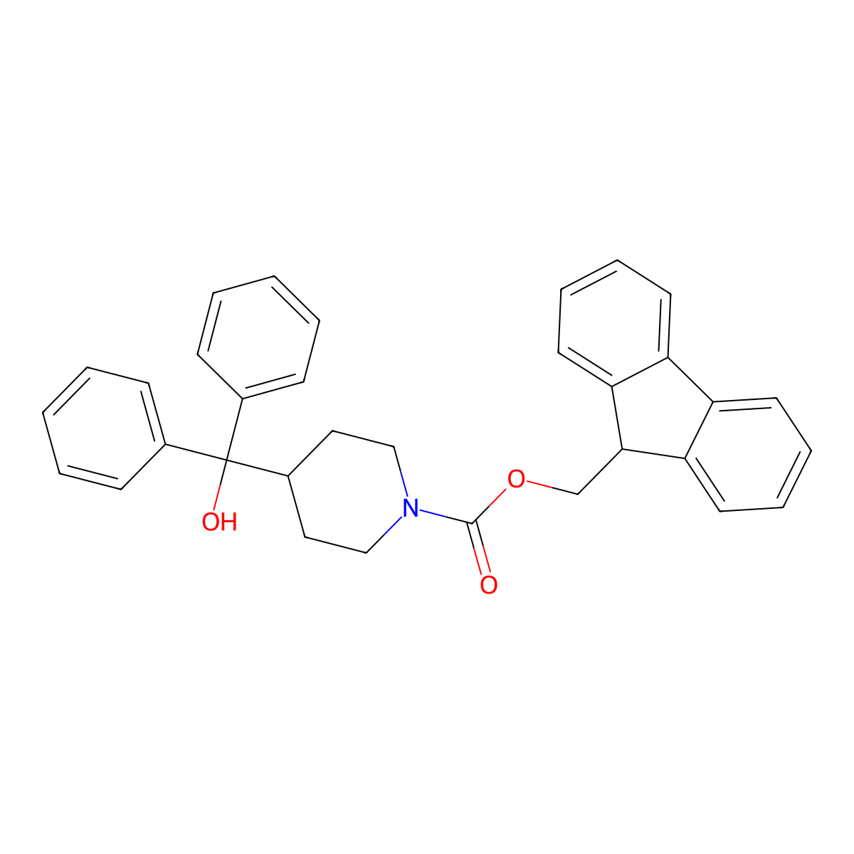 (9H-fluoren-9-yl)methyl 4-(hydroxydiphenylmethyl)piperidine-1-carboxylate molecular structure, CAS 2764001-92-3