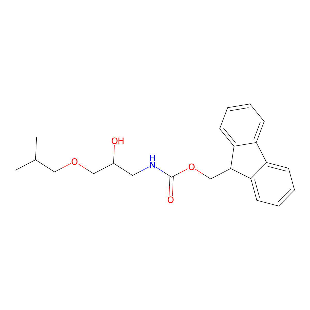 (9H-fluoren-9-yl)methyl N-[2-hydroxy-3-(2-methylpropoxy)propyl]carbamate molecular structure, CAS 2764001-95-6