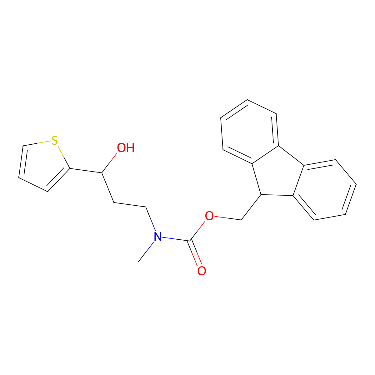 (9H-fluoren-9-yl)methyl N-[3-hydroxy-3-(thiophen-2-yl)propyl]-N-methylcarbamate molecular structure, CAS 2764002-01-7