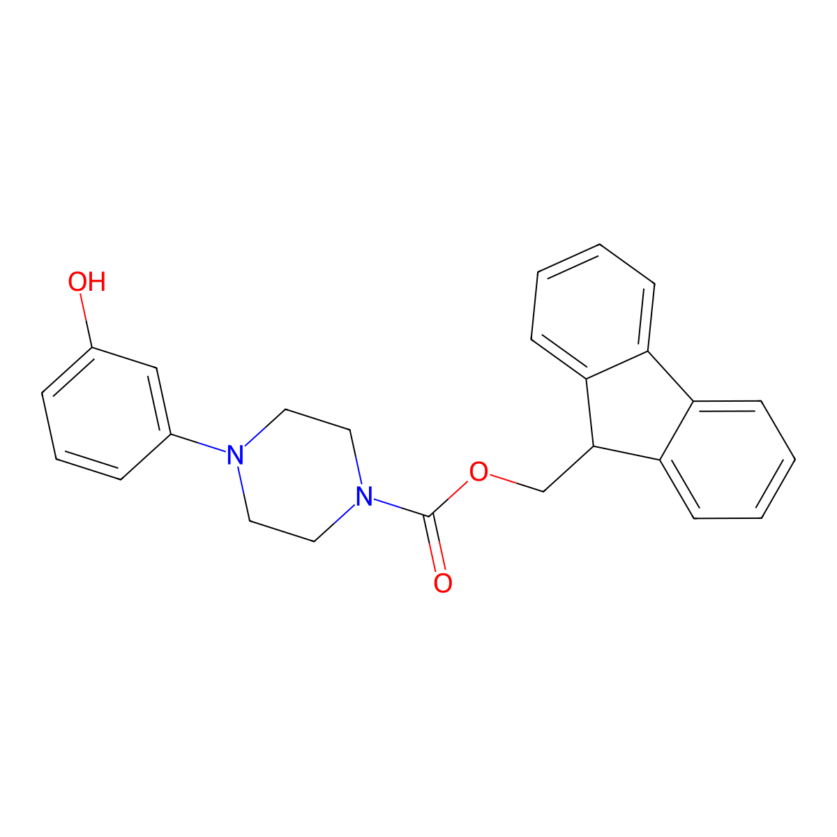 (9H-fluoren-9-yl)methyl 4-(3-hydroxyphenyl)piperazine-1-carboxylate molecular structure, CAS 2764002-02-8