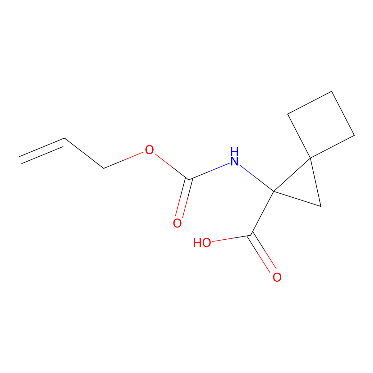 1-{[(Prop-2-en-1-yloxy)carbonyl]amino}spiro[2.3]hexane-1-carboxylic acid molecular structure, CAS 2764002-08-4
