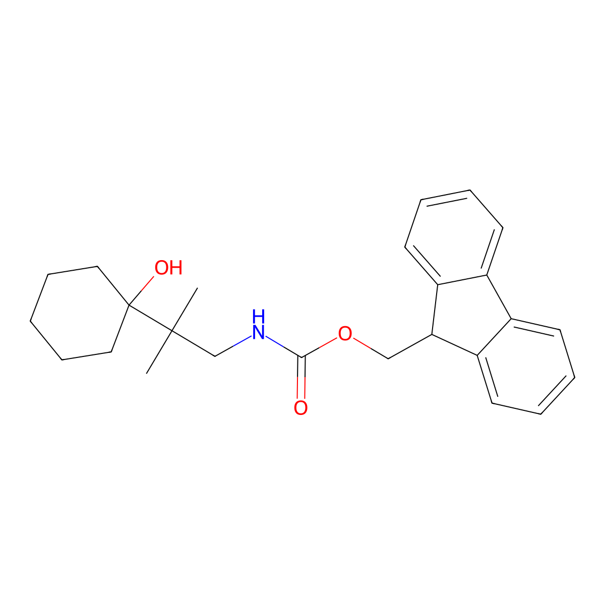 (9H-fluoren-9-yl)methyl N-[2-(1-hydroxycyclohexyl)-2-methylpropyl]carbamate molecular structure, CAS 2764002-12-0