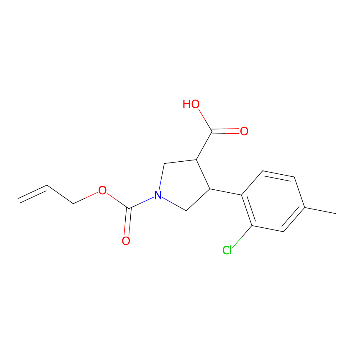 rac-(3R,4S)-4-(2-chloro-4-methylphenyl)-1-[(prop-2-en-1-yloxy)carbonyl]pyrrolidine-3-carboxylic acid molecular structure, CAS 2764002-13-1