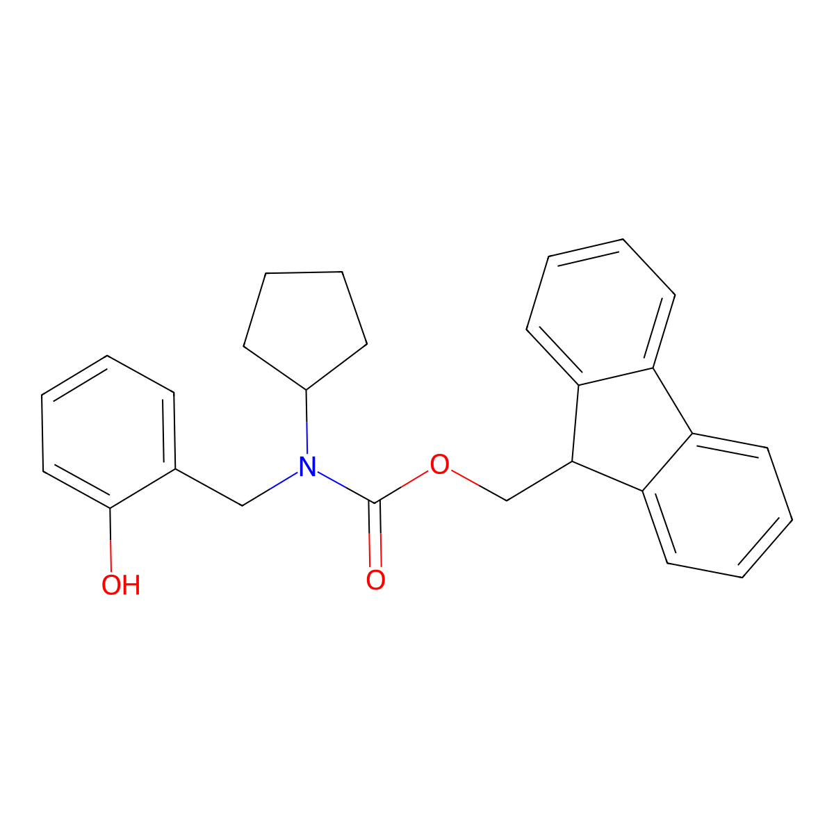(9H-fluoren-9-yl)methyl N-cyclopentyl-N-[(2-hydroxyphenyl)methyl]carbamate molecular structure, CAS 2764002-18-6