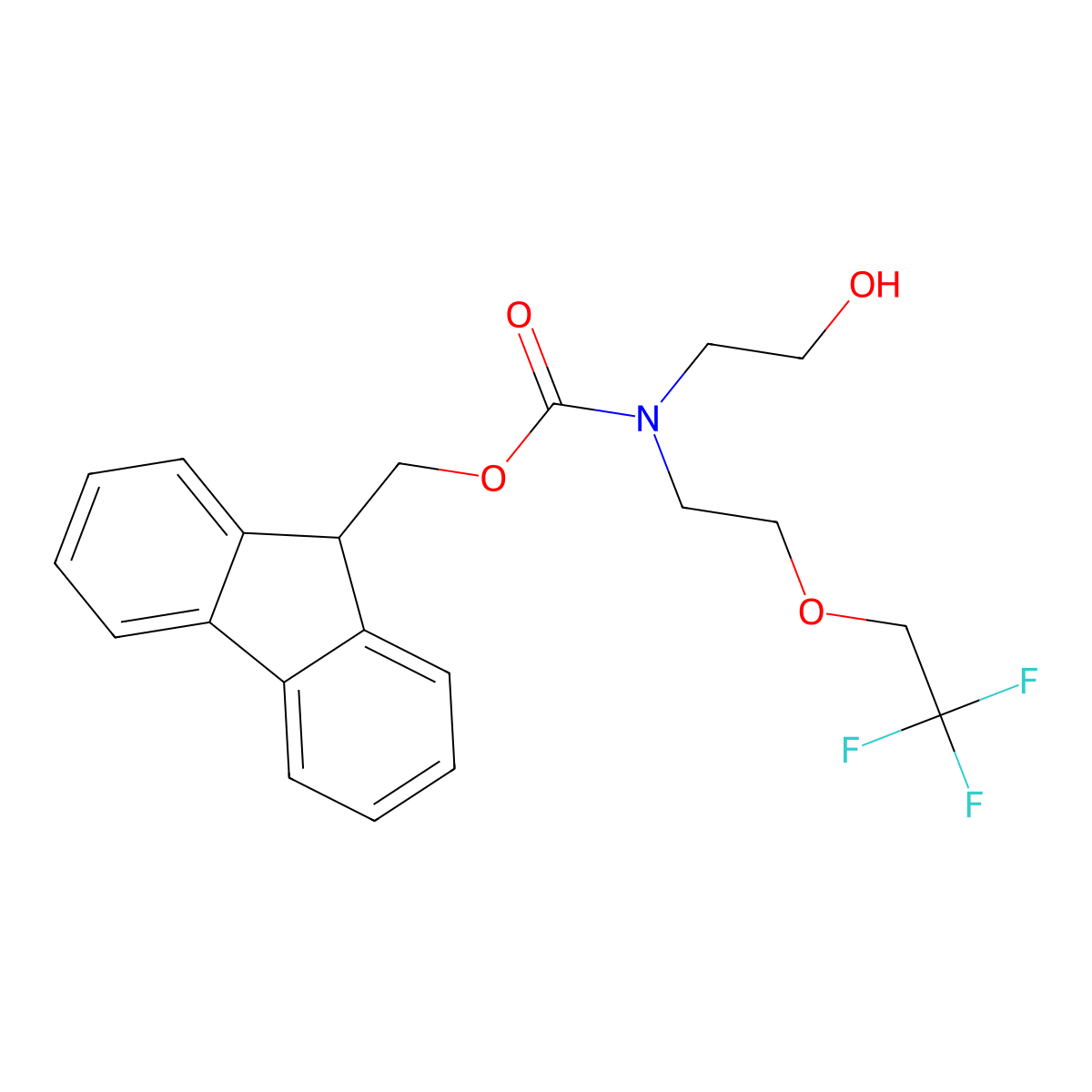 (9H-fluoren-9-yl)methyl N-(2-hydroxyethyl)-N-[2-(2,2,2-trifluoroethoxy)ethyl]carbamate molecular structure, CAS 2764002-25-5
