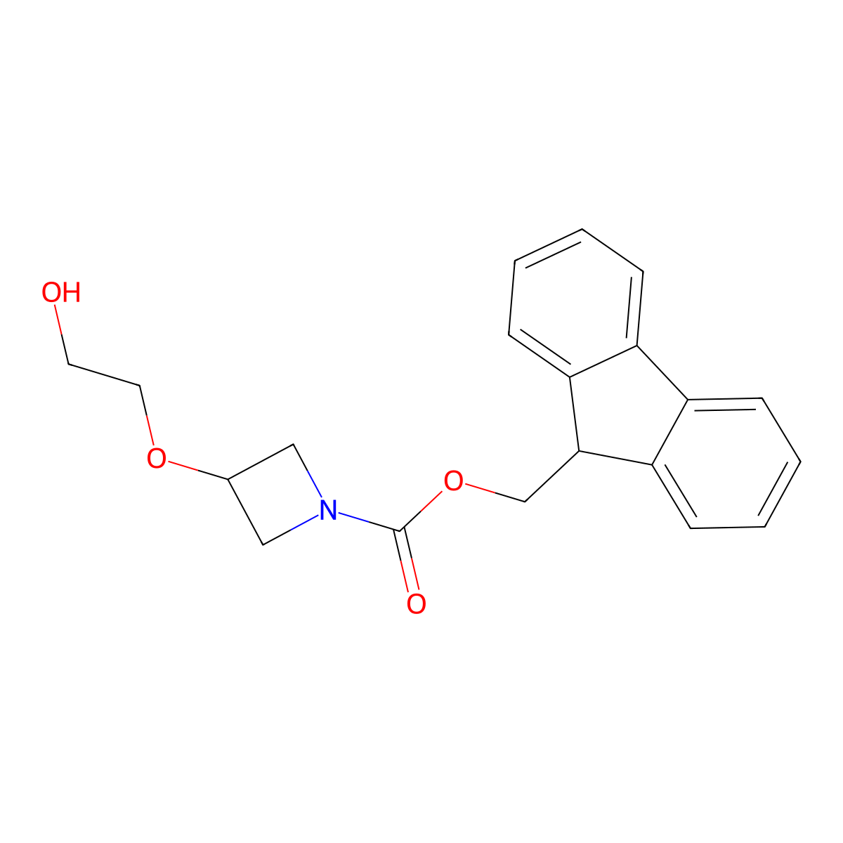 (9H-fluoren-9-yl)methyl 3-(2-hydroxyethoxy)azetidine-1-carboxylate molecular structure, CAS 2764002-26-6