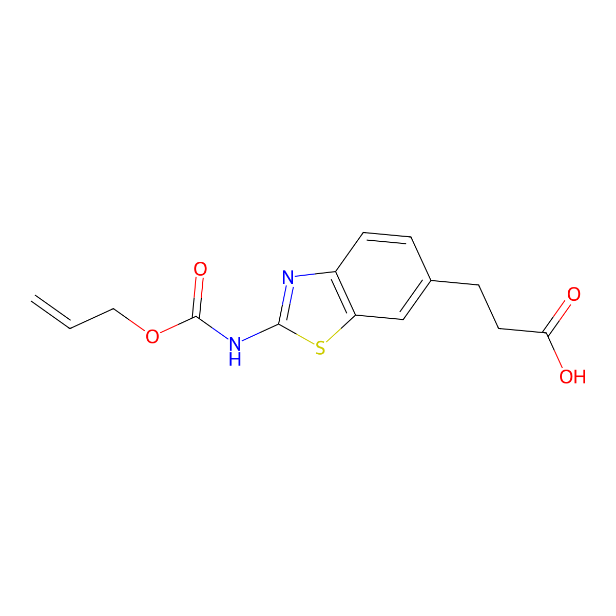 3-(2-{[(Prop-2-en-1-yloxy)carbonyl]amino}-1,3-benzothiazol-6-yl)propanoic acid molecular structure, CAS 2764002-30-2