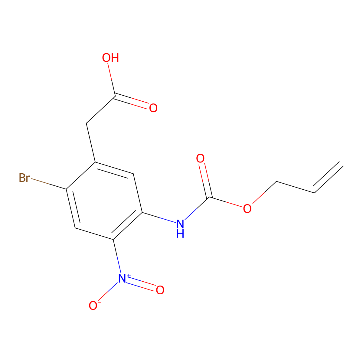2-(2-Bromo-4-nitro-5-{[(prop-2-en-1-yloxy)carbonyl]amino}phenyl)acetic acid molecular structure, CAS 2764002-32-4