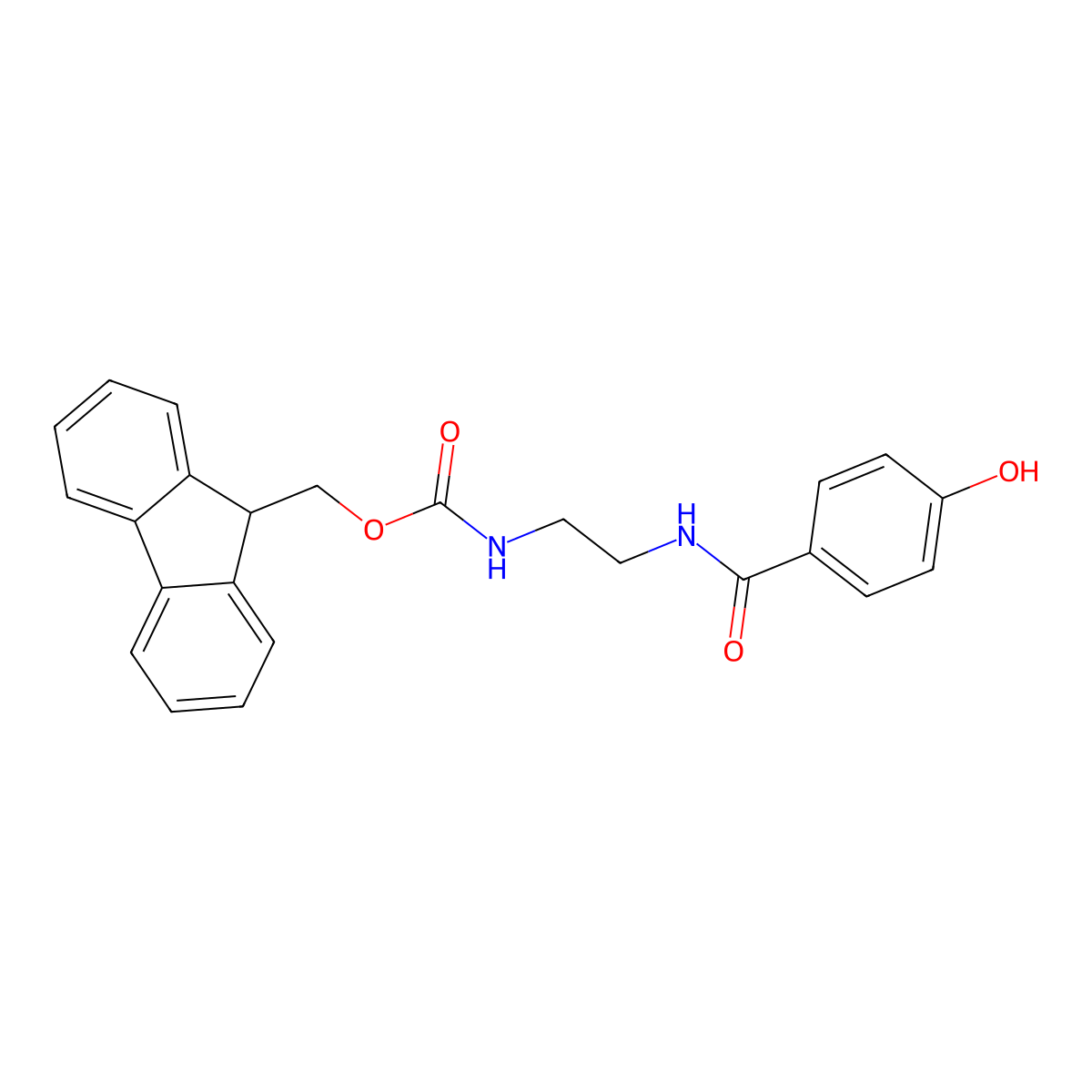 (9H-fluoren-9-yl)methyl N-{2-[(4-hydroxyphenyl)formamido]ethyl}carbamate molecular structure, CAS 2764002-40-4