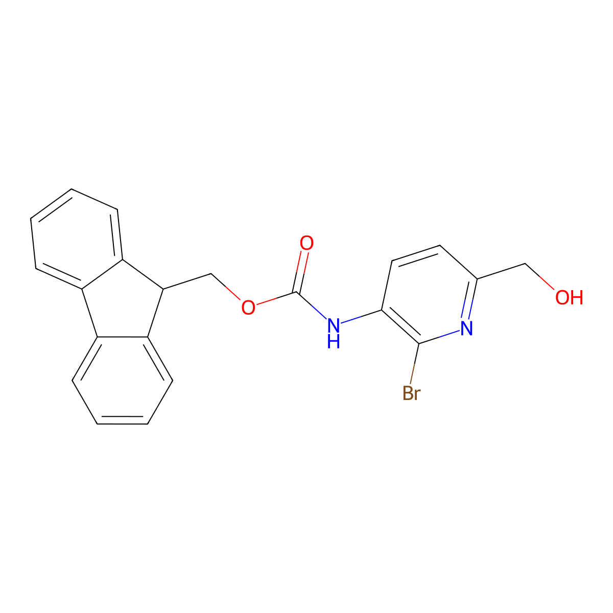(9H-fluoren-9-yl)methyl N-[2-bromo-6-(hydroxymethyl)pyridin-3-yl]carbamate molecular structure, CAS 2764002-41-5