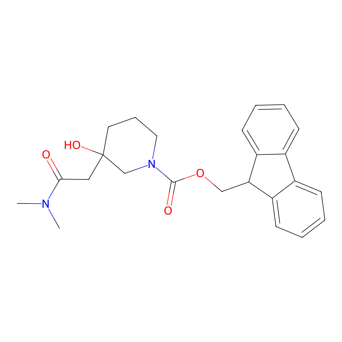 (9H-fluoren-9-yl)methyl 3-[(dimethylcarbamoyl)methyl]-3-hydroxypiperidine-1-carboxylate molecular structure, CAS 2764002-43-7
