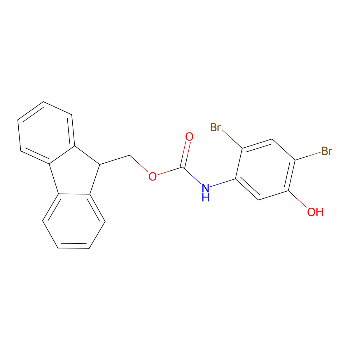 (9H-fluoren-9-yl)methyl N-(2,4-dibromo-5-hydroxyphenyl)carbamate molecular structure, CAS 2764002-45-9