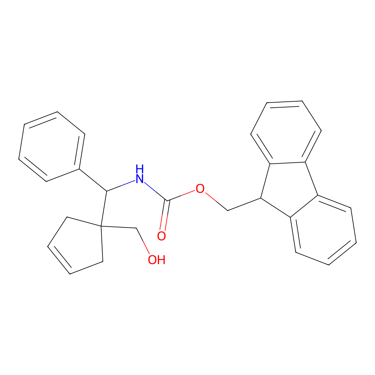 (9H-fluoren-9-yl)methyl N-{[1-(hydroxymethyl)cyclopent-3-en-1-yl](phenyl)methyl}carbamate molecular structure, CAS 2764002-46-0