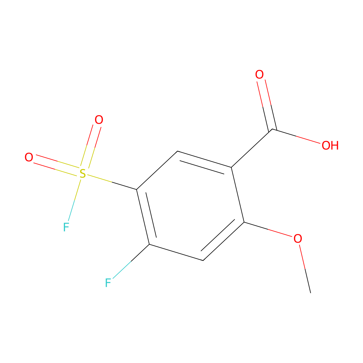 4-Fluoro-5-(fluorosulfonyl)-2-methoxybenzoic acid molecular structure, CAS 2764002-48-2