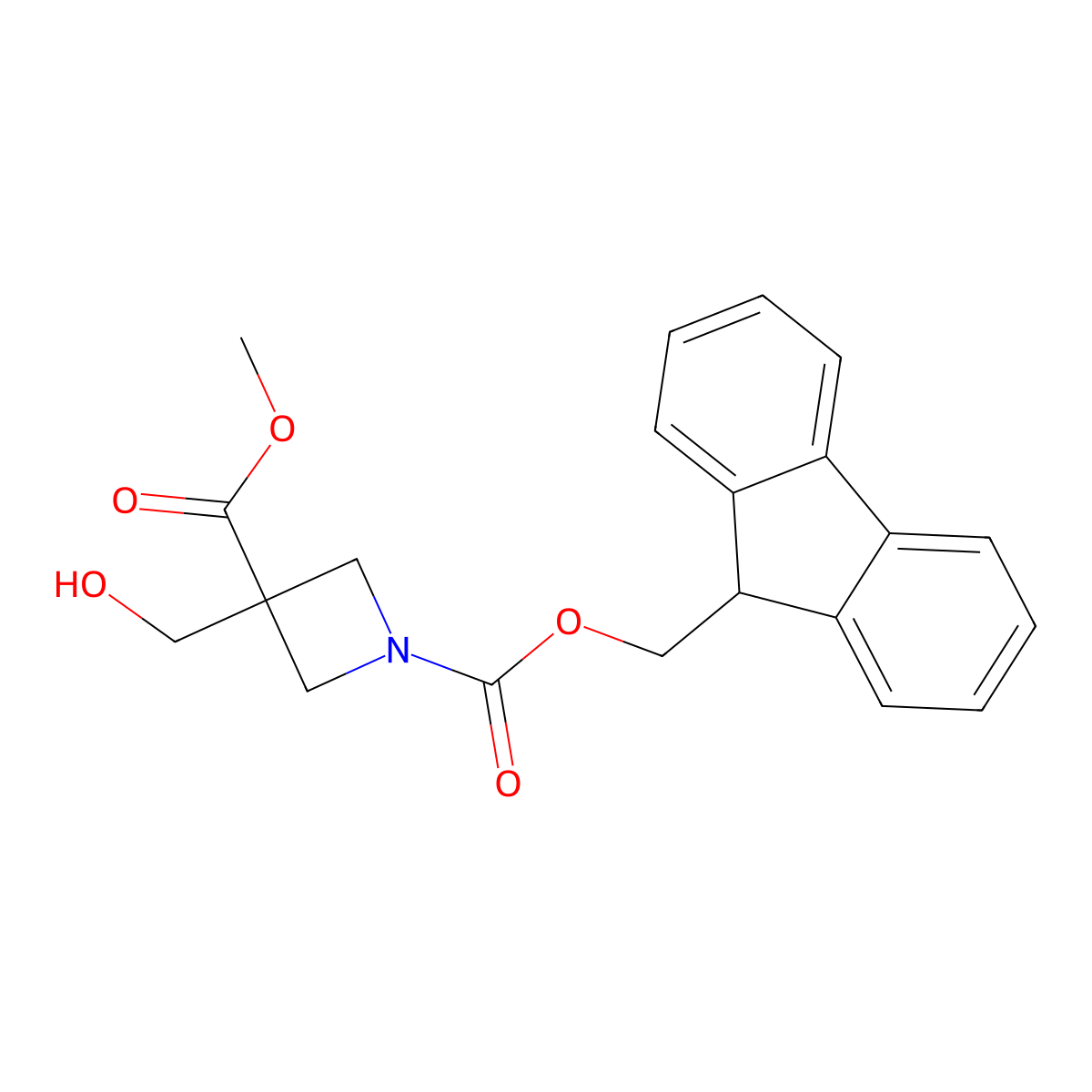 1-(9H-fluoren-9-yl)methyl 3-methyl 3-(hydroxymethyl)azetidine-1,3-dicarboxylate molecular structure, CAS 2764002-52-8