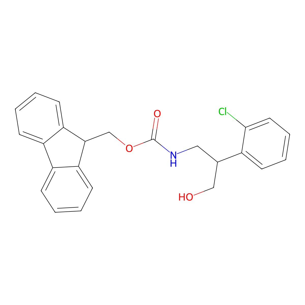 (9H-fluoren-9-yl)methyl N-[2-(2-chlorophenyl)-3-hydroxypropyl]carbamate molecular structure, CAS 2764002-53-9