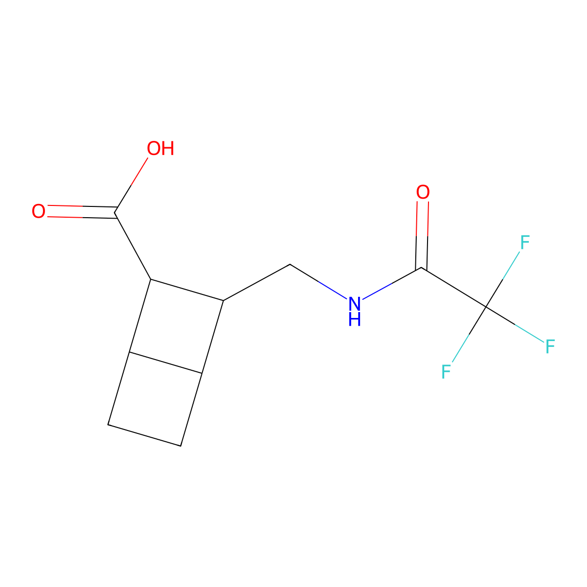 rac-(1R,2S,3R,4S)-3-[(2,2,2-trifluoroacetamido)methyl]bicyclo[2.2.0]hexane-2-carboxylic acid molecular structure, CAS 2764002-54-0