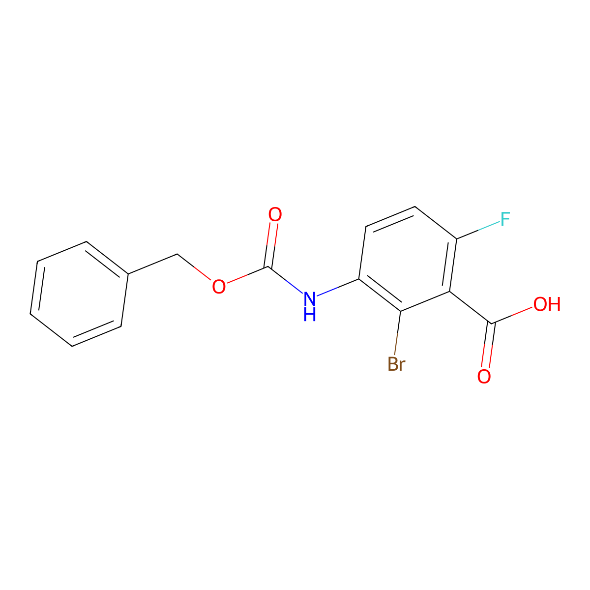 3-{[(Benzyloxy)carbonyl]amino}-2-bromo-6-fluorobenzoic acid molecular structure, CAS 2764002-55-1