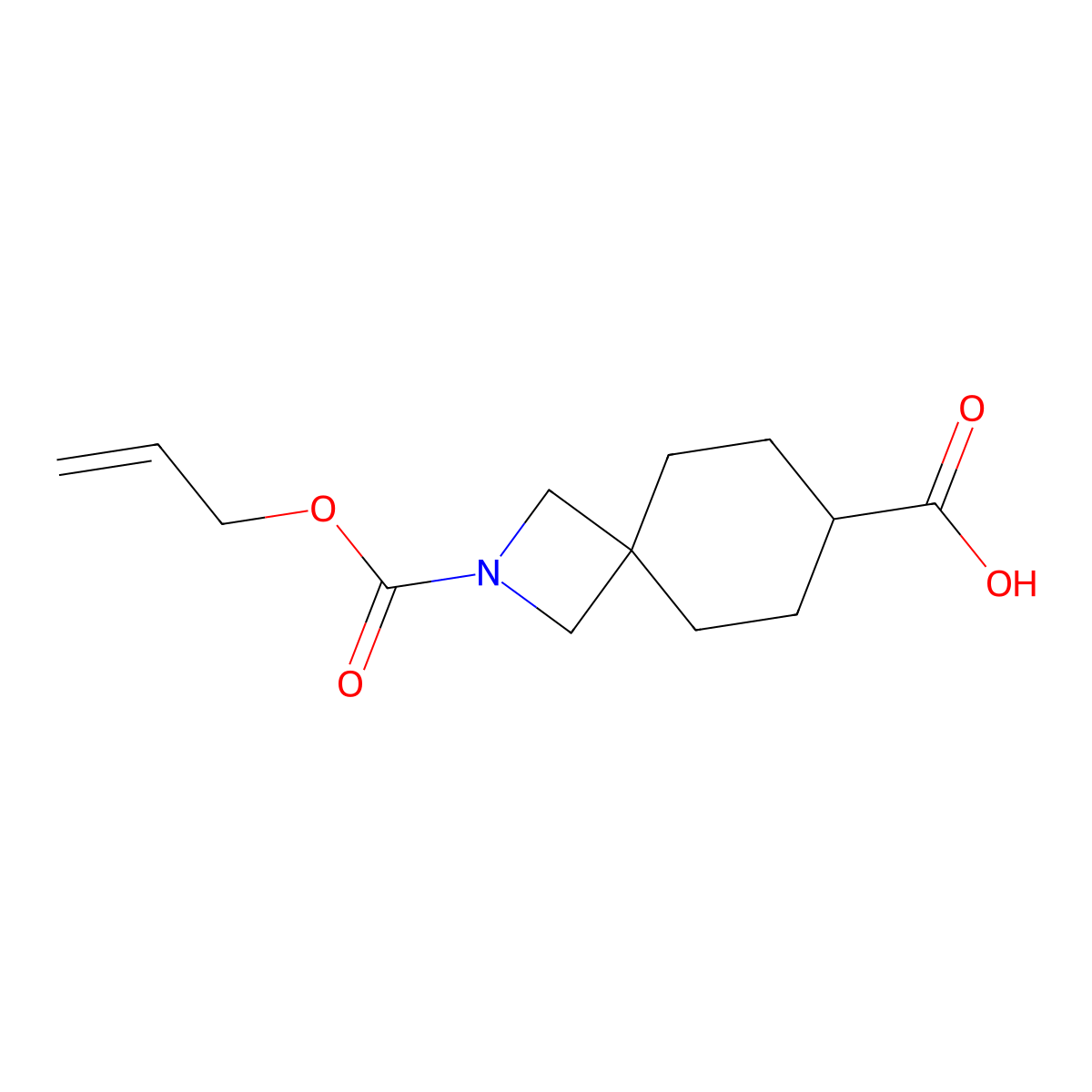 2-[(Prop-2-en-1-yloxy)carbonyl]-2-azaspiro[3.5]nonane-7-carboxylic acid molecular structure, CAS 2764002-66-4
