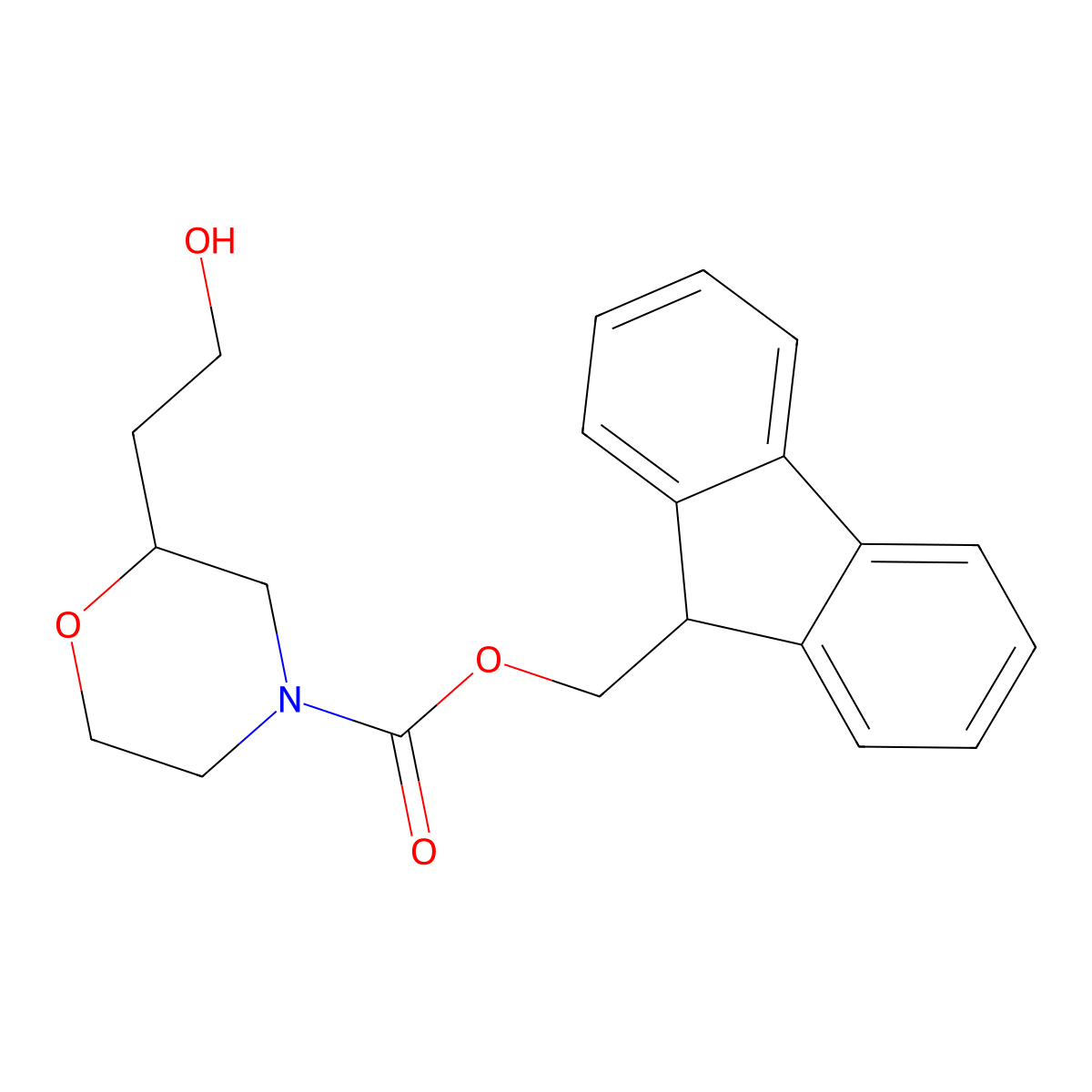 (9H-fluoren-9-yl)methyl 2-(2-hydroxyethyl)morpholine-4-carboxylate molecular structure, CAS 2764002-69-7