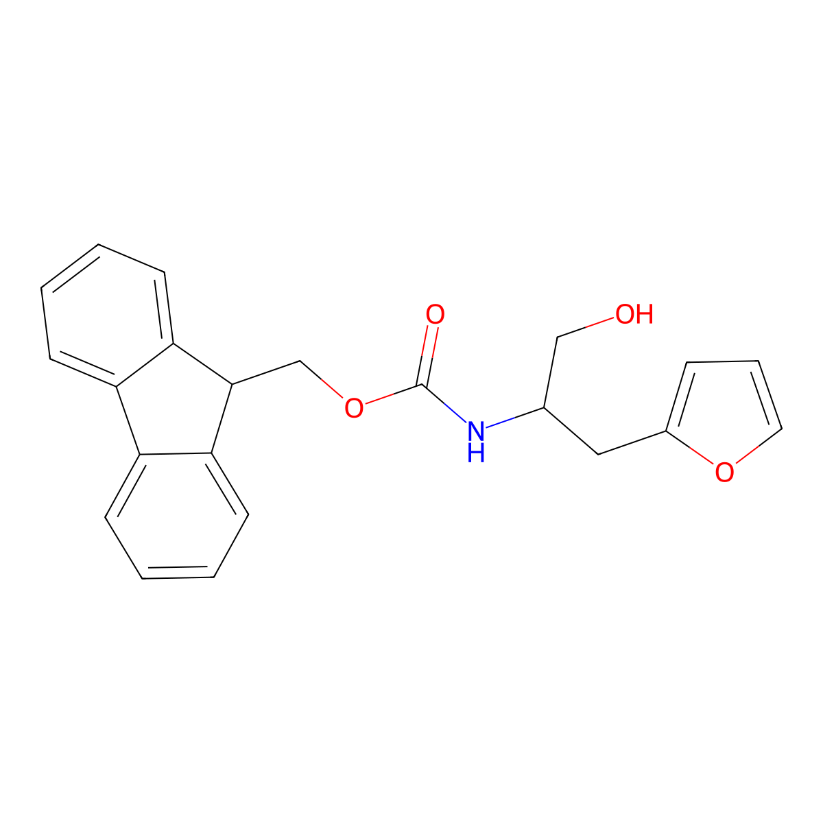 (9H-fluoren-9-yl)methyl N-[1-(furan-2-yl)-3-hydroxypropan-2-yl]carbamate molecular structure, CAS 2764002-74-4
