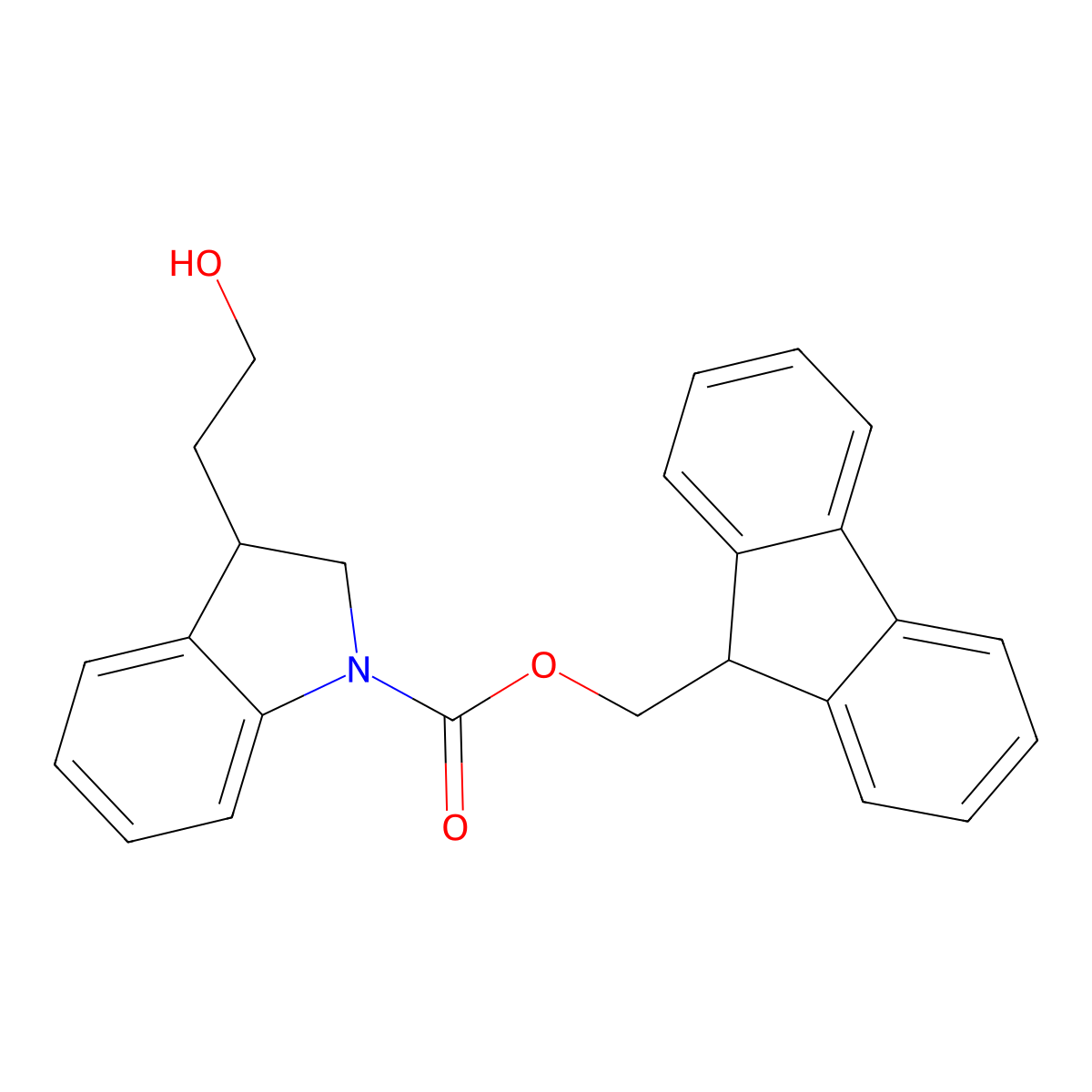 (9H-fluoren-9-yl)methyl 3-(2-hydroxyethyl)-2,3-dihydro-1H-indole-1-carboxylate molecular structure, CAS 2764002-75-5