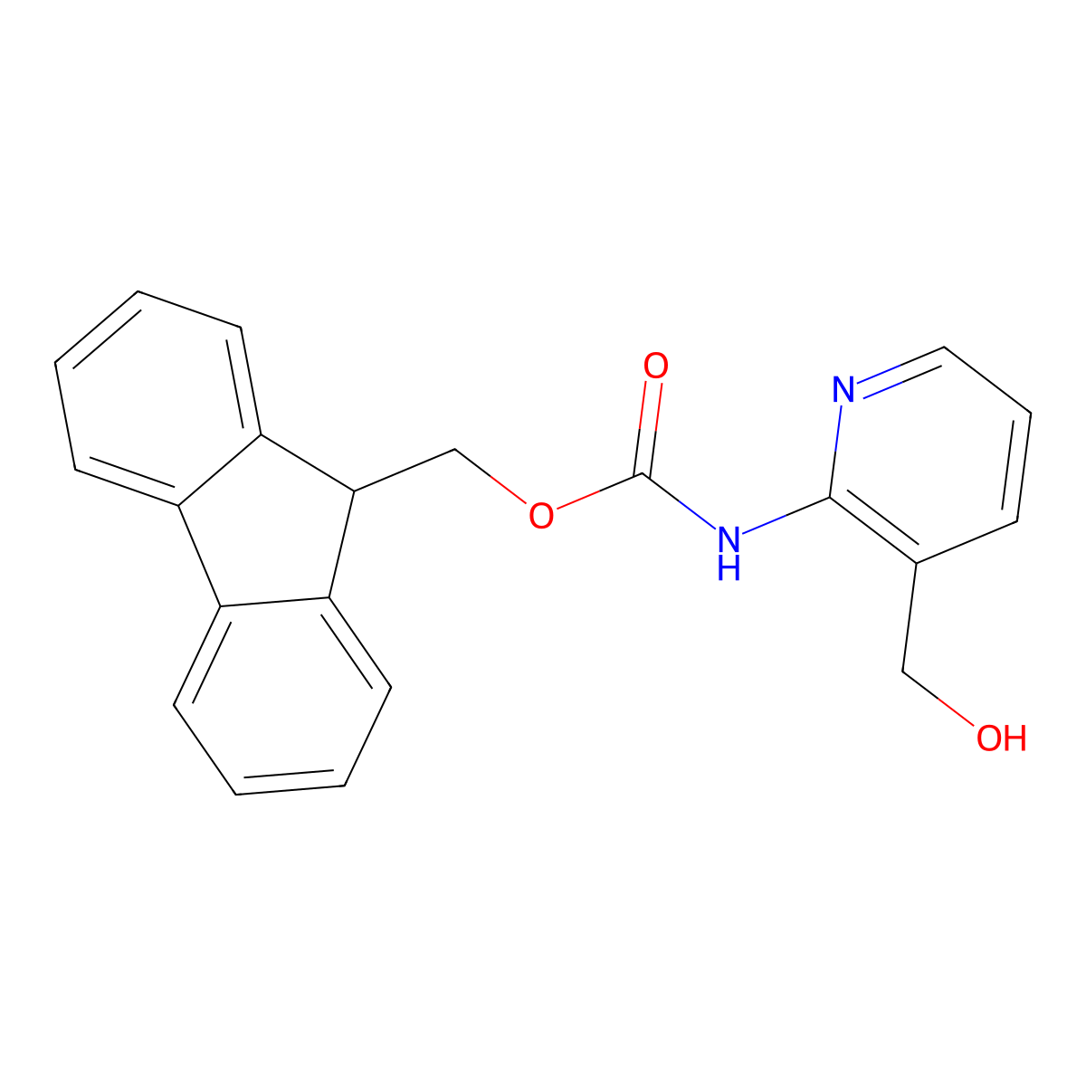 (9H-fluoren-9-yl)methyl N-[3-(hydroxymethyl)pyridin-2-yl]carbamate molecular structure, CAS 2764002-76-6