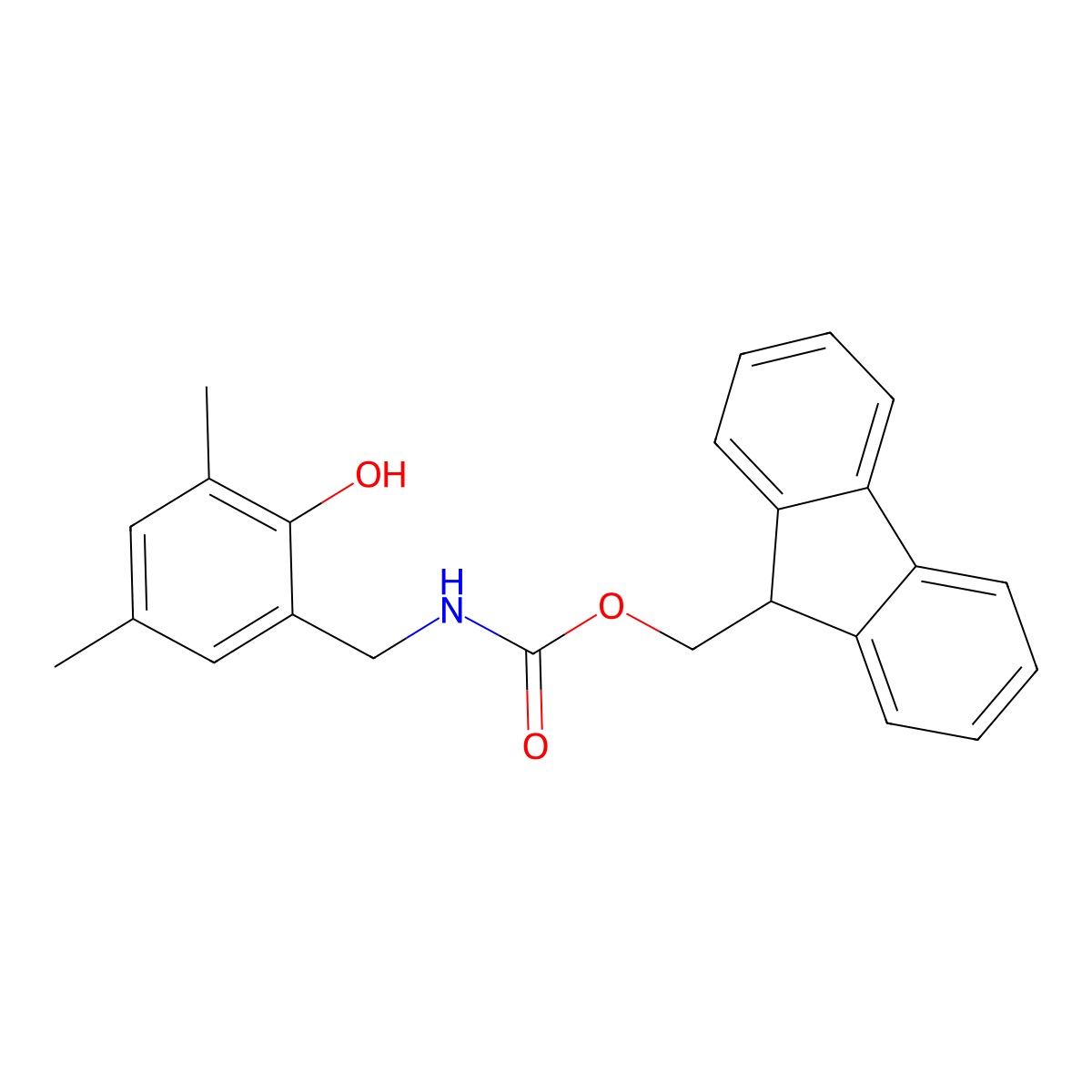 (9H-fluoren-9-yl)methyl N-[(2-hydroxy-3,5-dimethylphenyl)methyl]carbamate molecular structure, CAS 2764002-78-8