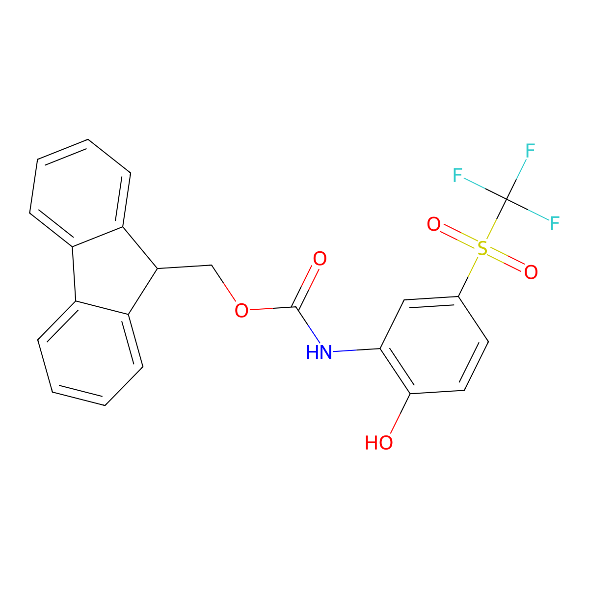 (9H-fluoren-9-yl)methyl N-(2-hydroxy-5-trifluoromethanesulfonylphenyl)carbamate molecular structure, CAS 2764002-82-4