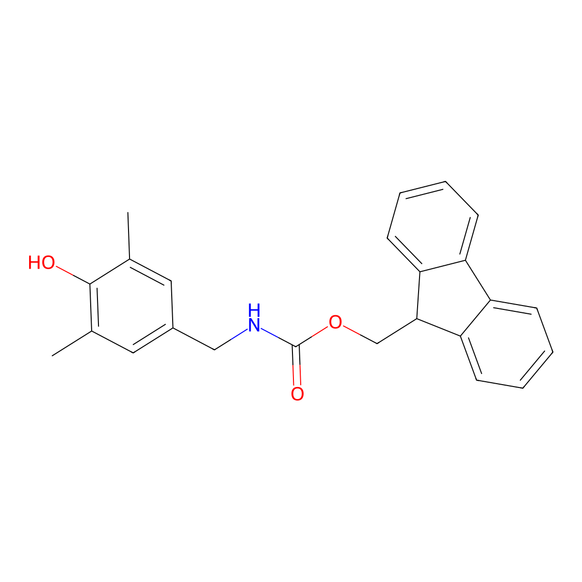 (9H-fluoren-9-yl)methyl N-[(4-hydroxy-3,5-dimethylphenyl)methyl]carbamate molecular structure, CAS 2764002-84-6