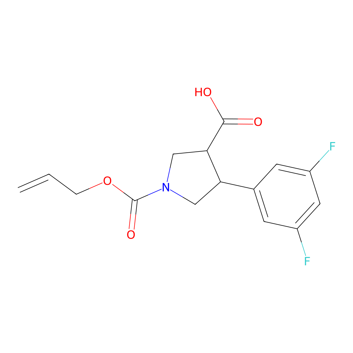 rac-(3R,4S)-4-(3,5-difluorophenyl)-1-[(prop-2-en-1-yloxy)carbonyl]pyrrolidine-3-carboxylic acid molecular structure, CAS 2764002-97-1