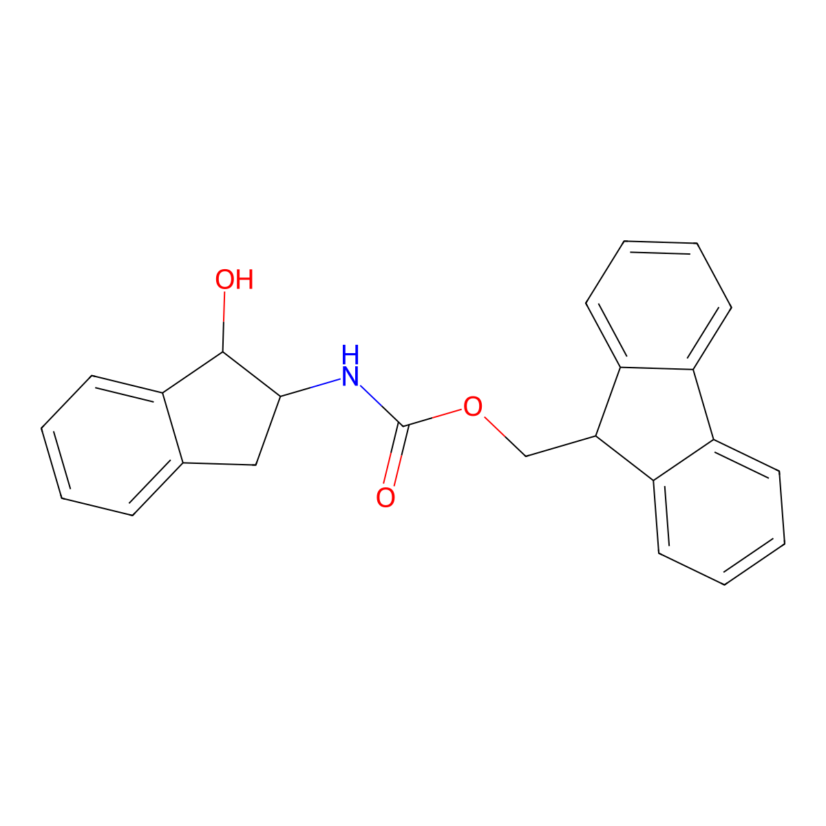rac-(9H-fluoren-9-yl)methyl N-[(1R,2S)-1-hydroxy-2,3-dihydro-1H-inden-2-yl]carbamate molecular structure, CAS 2764002-99-3