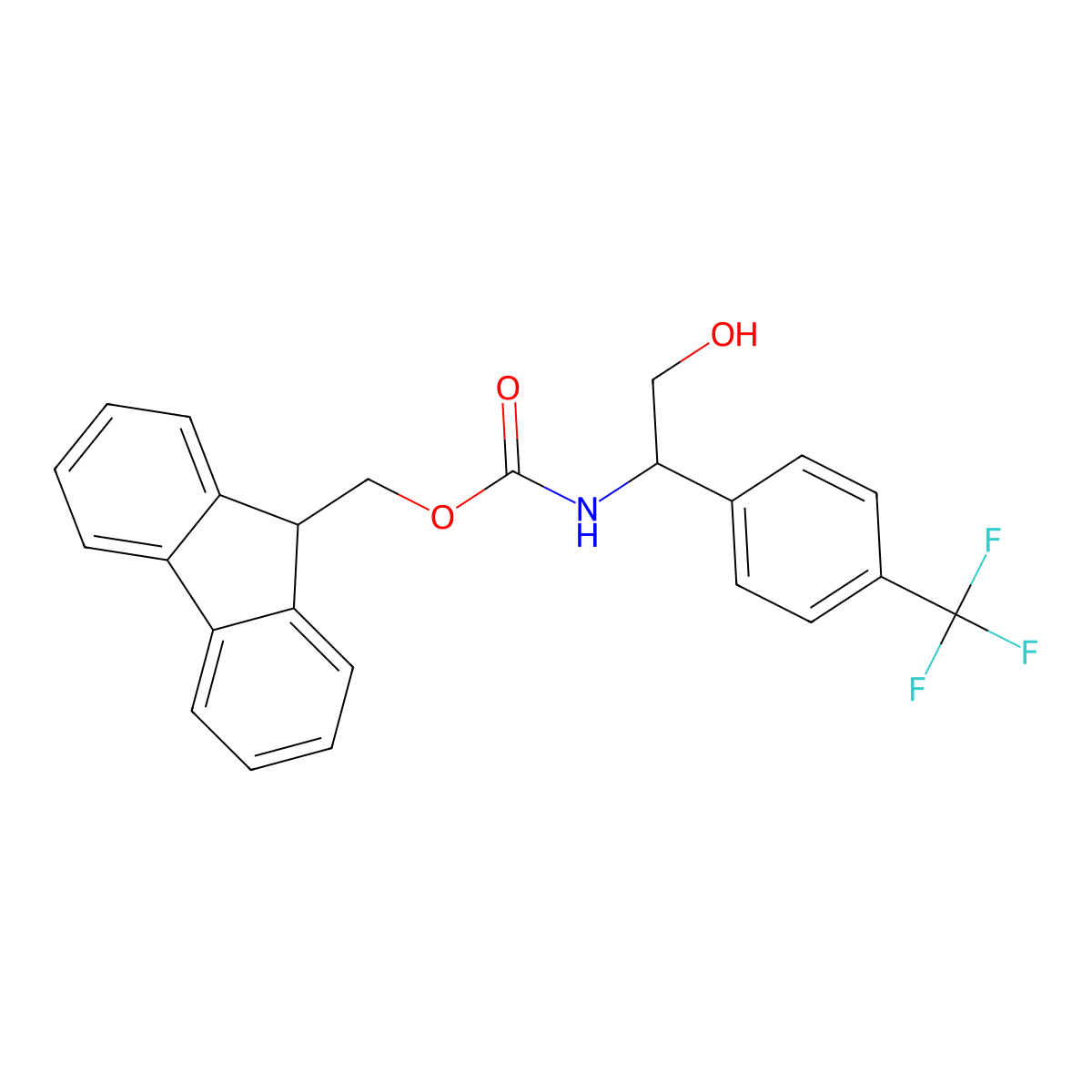 (9H-fluoren-9-yl)methyl N-{2-hydroxy-1-[4-(trifluoromethyl)phenyl]ethyl}carbamate molecular structure, CAS 2764003-03-2