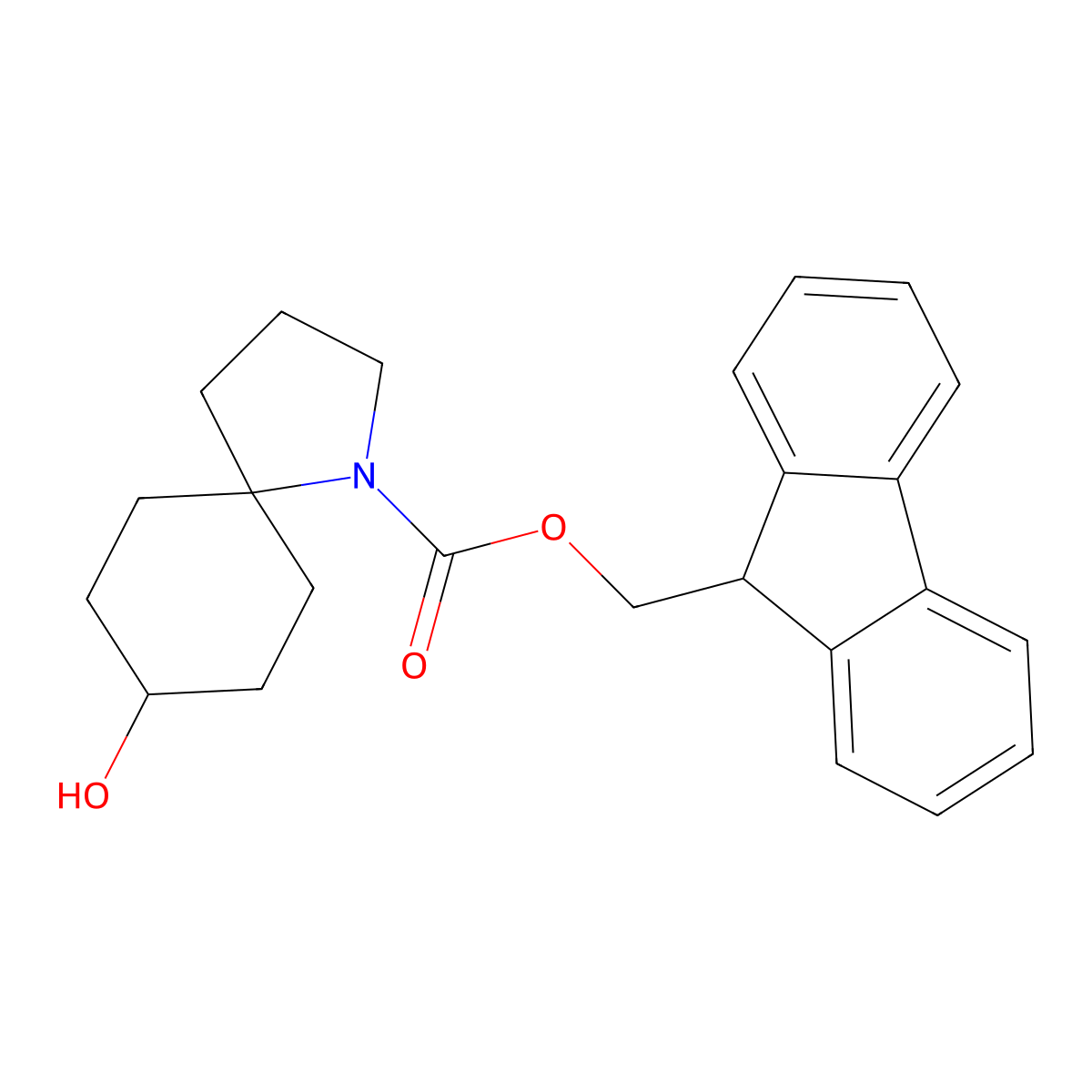 (9H-fluoren-9-yl)methyl 8-hydroxy-1-azaspiro[4.5]decane-1-carboxylate molecular structure, CAS 2764003-06-5