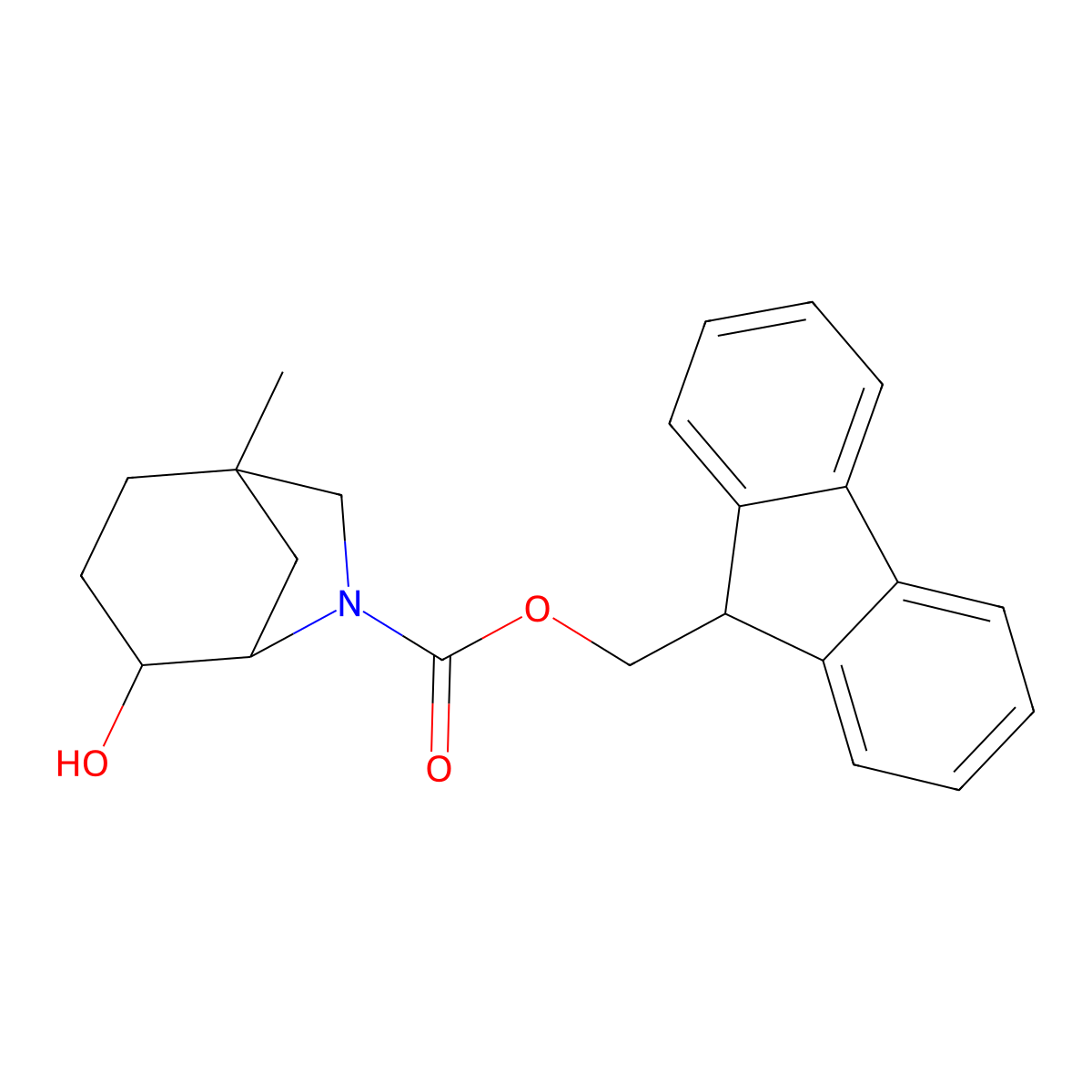 (9H-fluoren-9-yl)methyl 4-hydroxy-1-methyl-6-azabicyclo[3.2.1]octane-6-carboxylate molecular structure, CAS 2764003-09-8