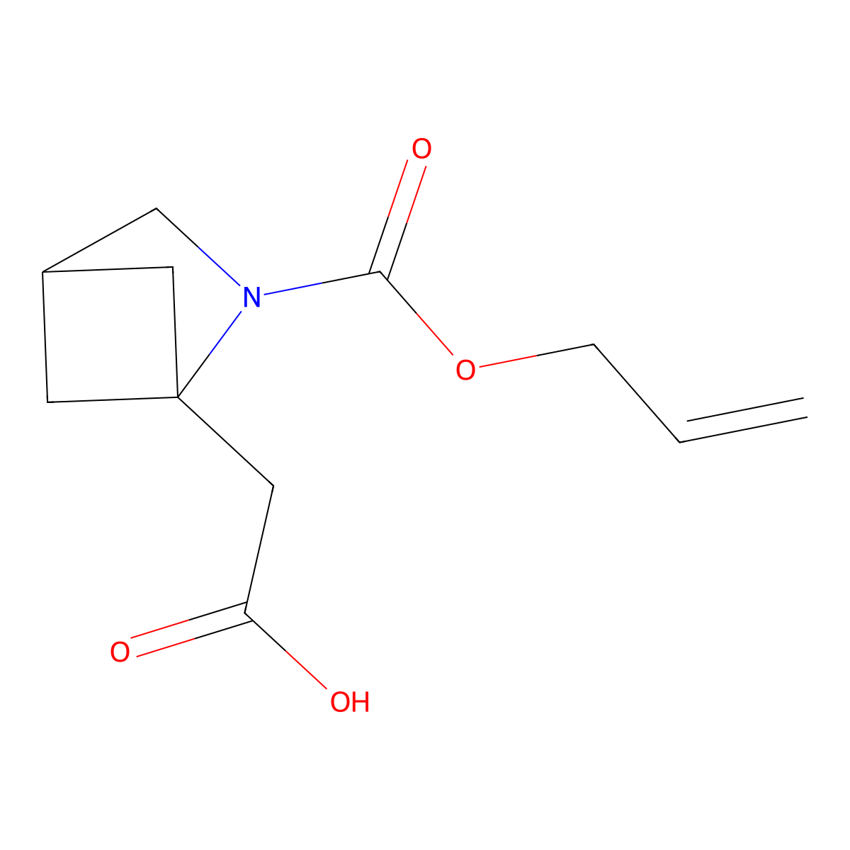 2-{2-[(Prop-2-en-1-yloxy)carbonyl]-2-azabicyclo[2.1.1]hexan-1-yl}acetic acid molecular structure, CAS 2764003-15-6