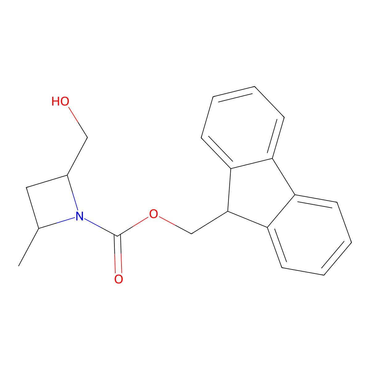 (9H-fluoren-9-yl)methyl 2-(hydroxymethyl)-4-methylazetidine-1-carboxylate molecular structure, CAS 2764003-25-8