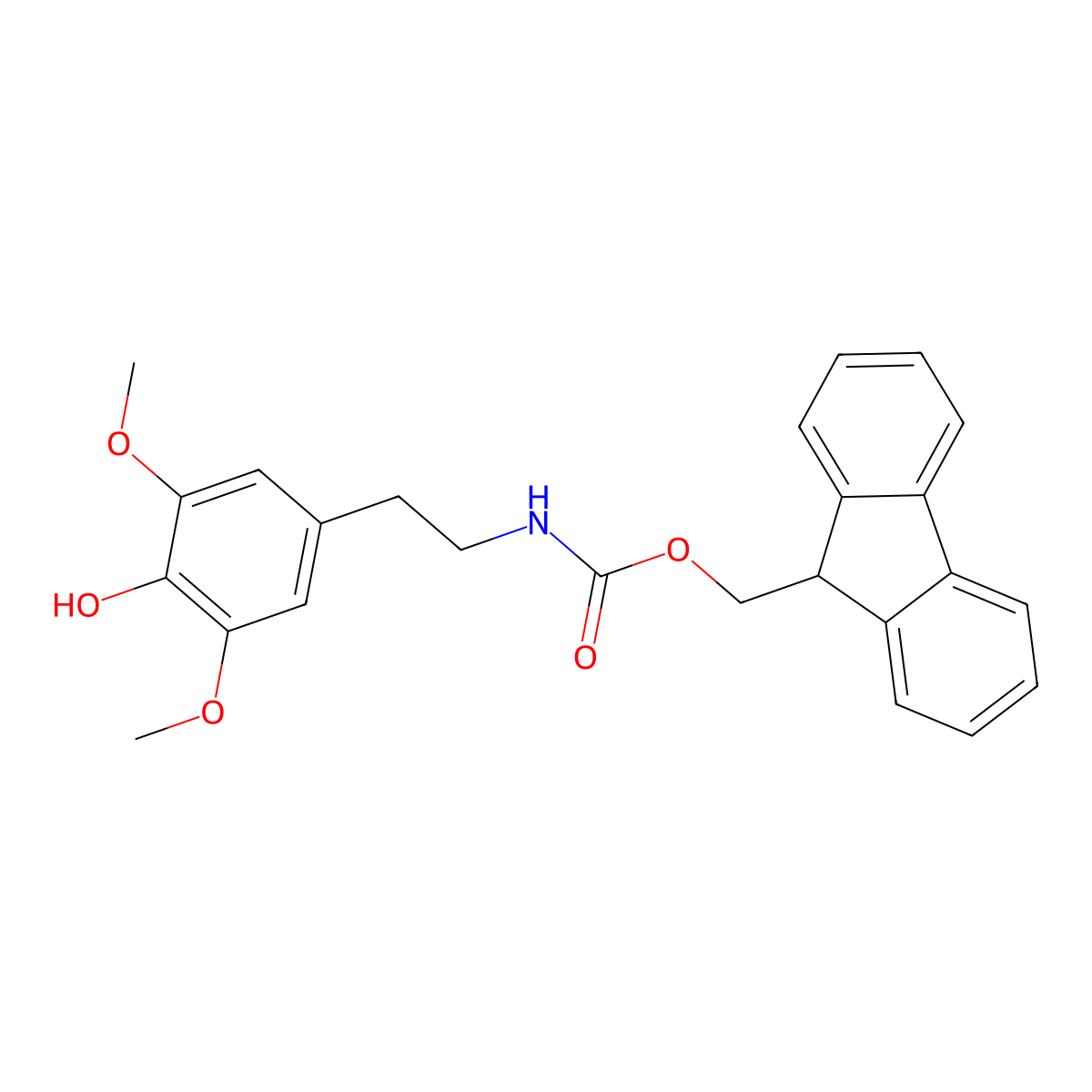 (9H-fluoren-9-yl)methyl N-[2-(4-hydroxy-3,5-dimethoxyphenyl)ethyl]carbamate molecular structure, CAS 2764003-29-2