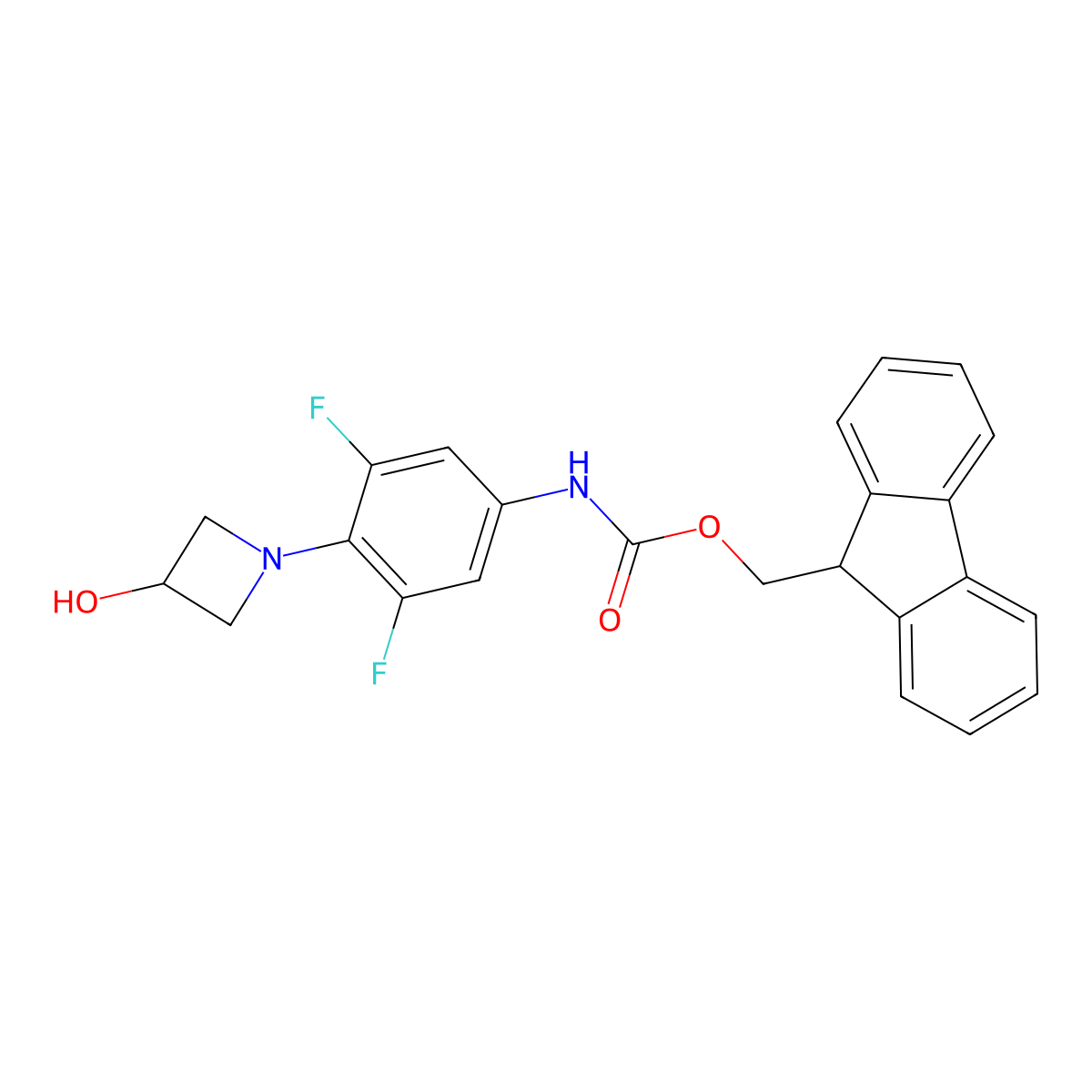 (9H-fluoren-9-yl)methyl N-[3,5-difluoro-4-(3-hydroxyazetidin-1-yl)phenyl]carbamate molecular structure, CAS 2764003-31-6
