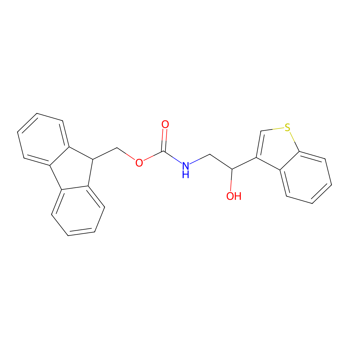 (9H-fluoren-9-yl)methyl N-[2-(1-benzothiophen-3-yl)-2-hydroxyethyl]carbamate molecular structure, CAS 2764003-33-8