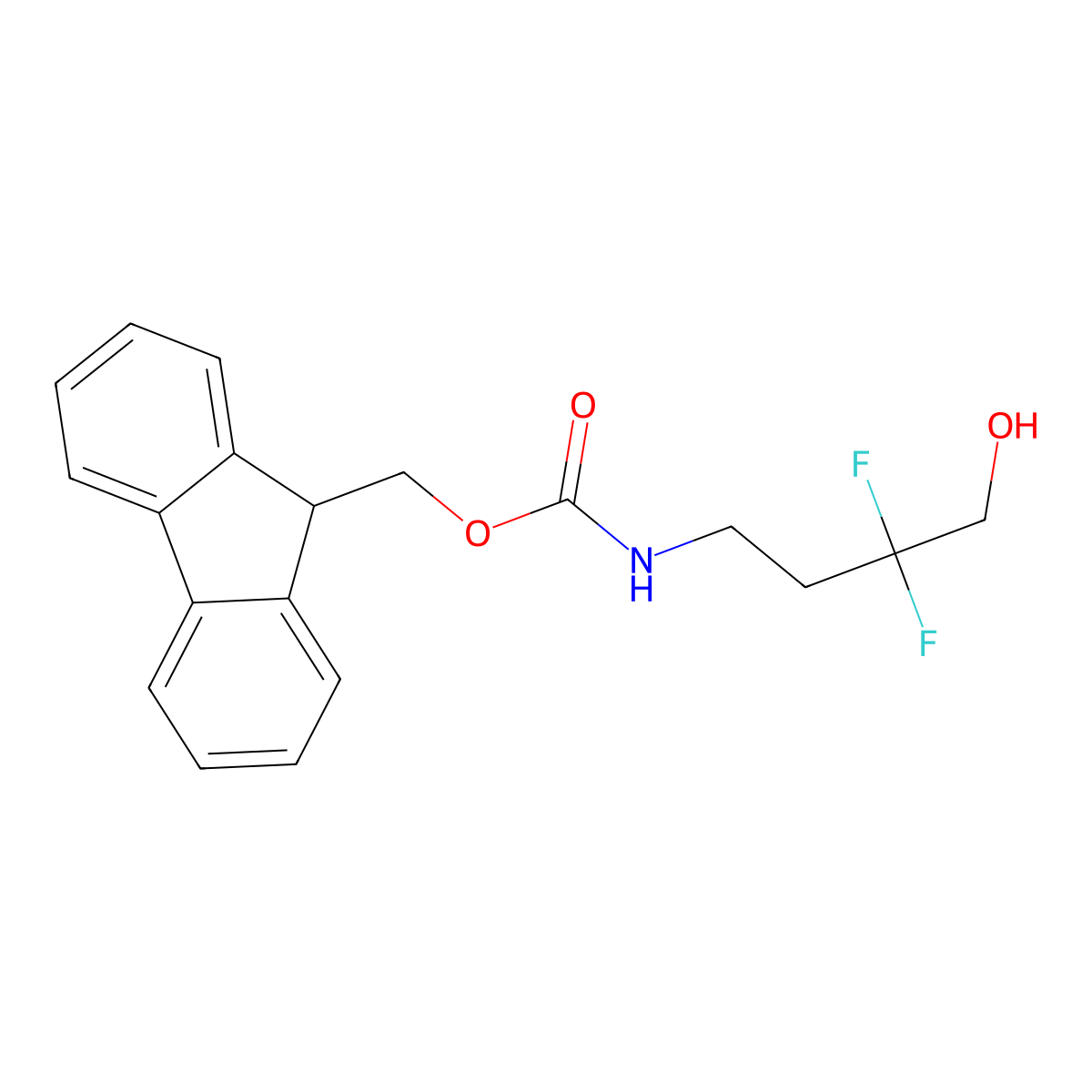 (9H-fluoren-9-yl)methyl N-(3,3-difluoro-4-hydroxybutyl)carbamate molecular structure, CAS 2764003-34-9