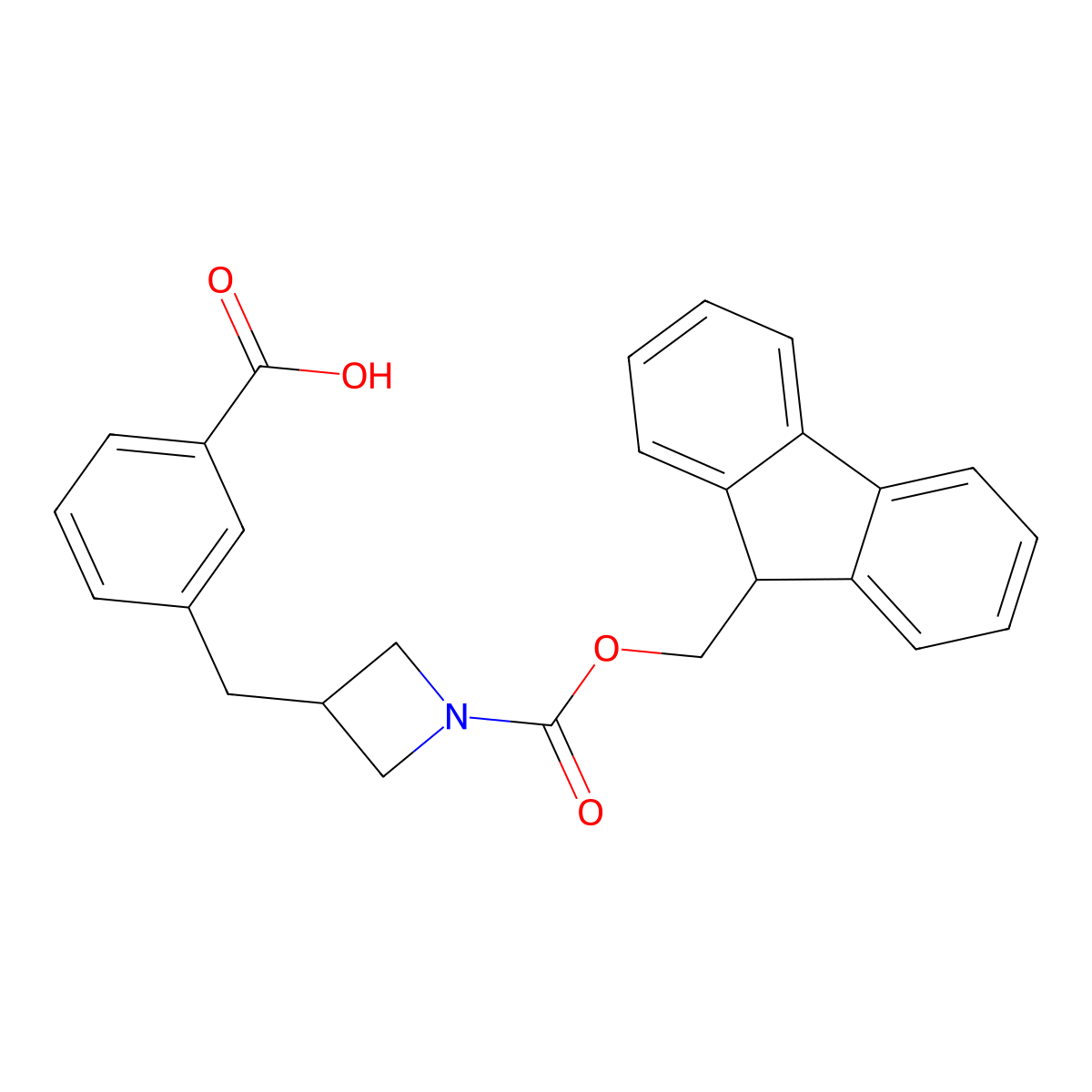 3-[(1-{[(9H-fluoren-9-yl)methoxy]carbonyl}azetidin-3-yl)methyl]benzoic acid molecular structure, CAS 2764003-37-2